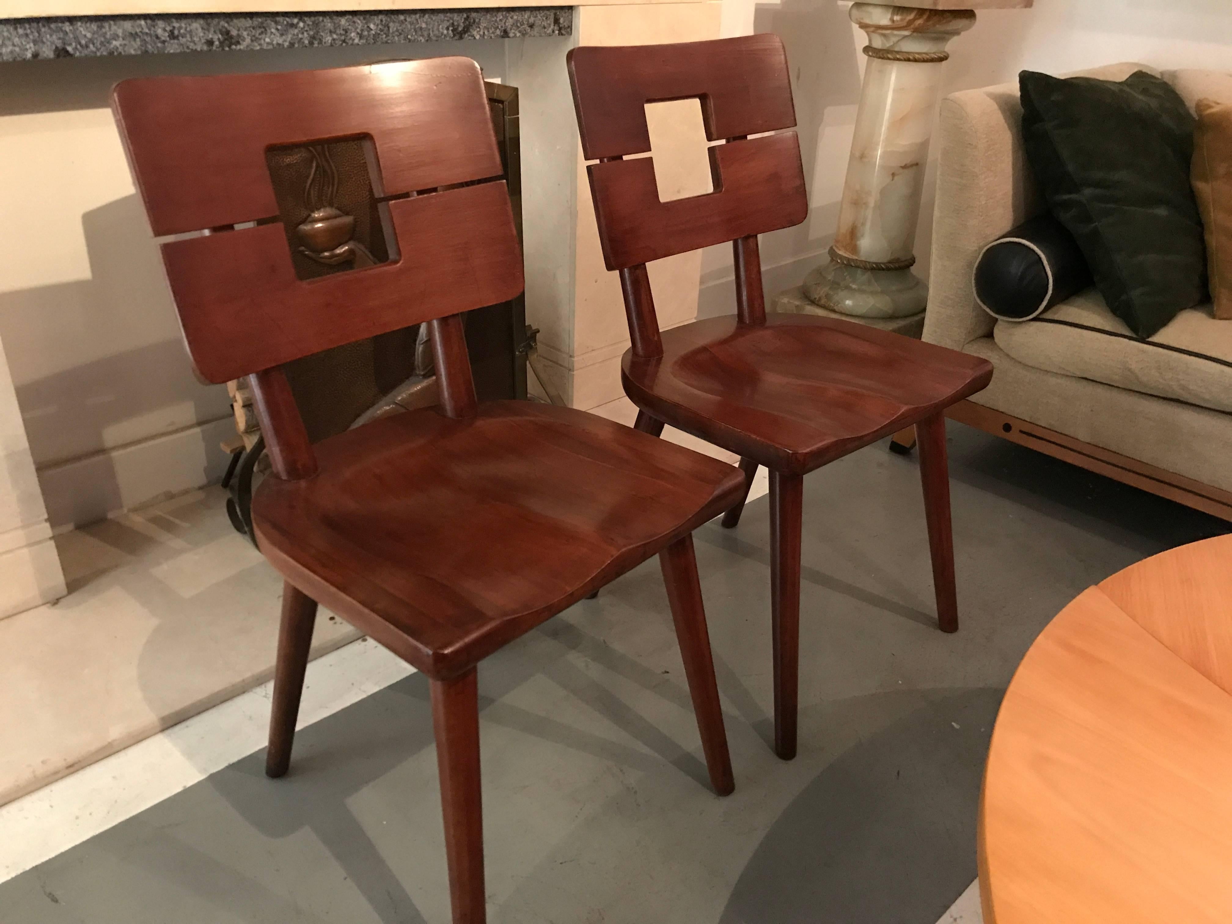 American 1950s Solid Cherrywood Heywood Wakefield Split Back Chairs For Sale