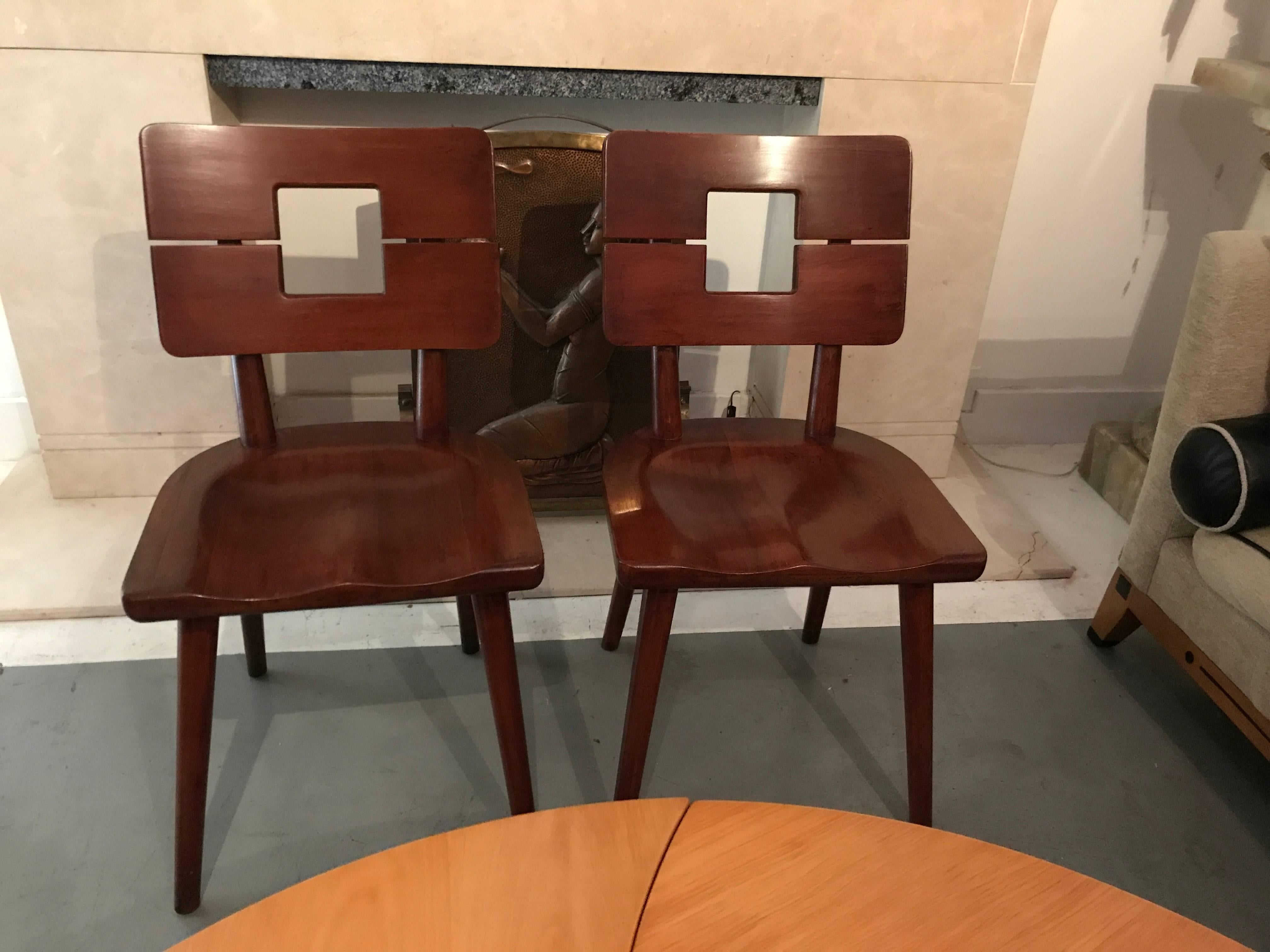 20th Century 1950s Solid Cherrywood Heywood Wakefield Split Back Chairs For Sale