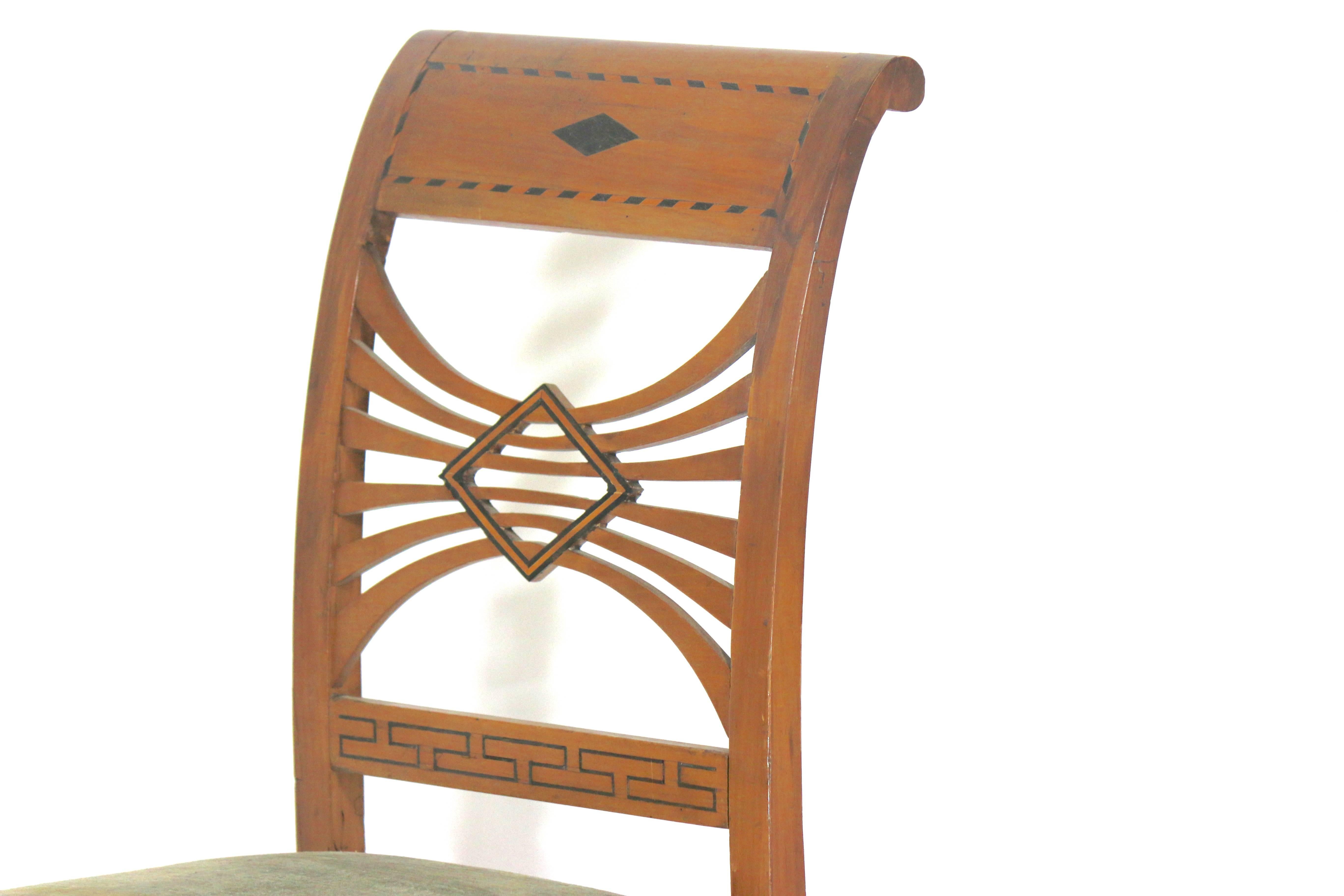 Inlay Swedish Biedermeier Karl Johan Birchwood Side Chairs, circa 1830-Provenance For Sale
