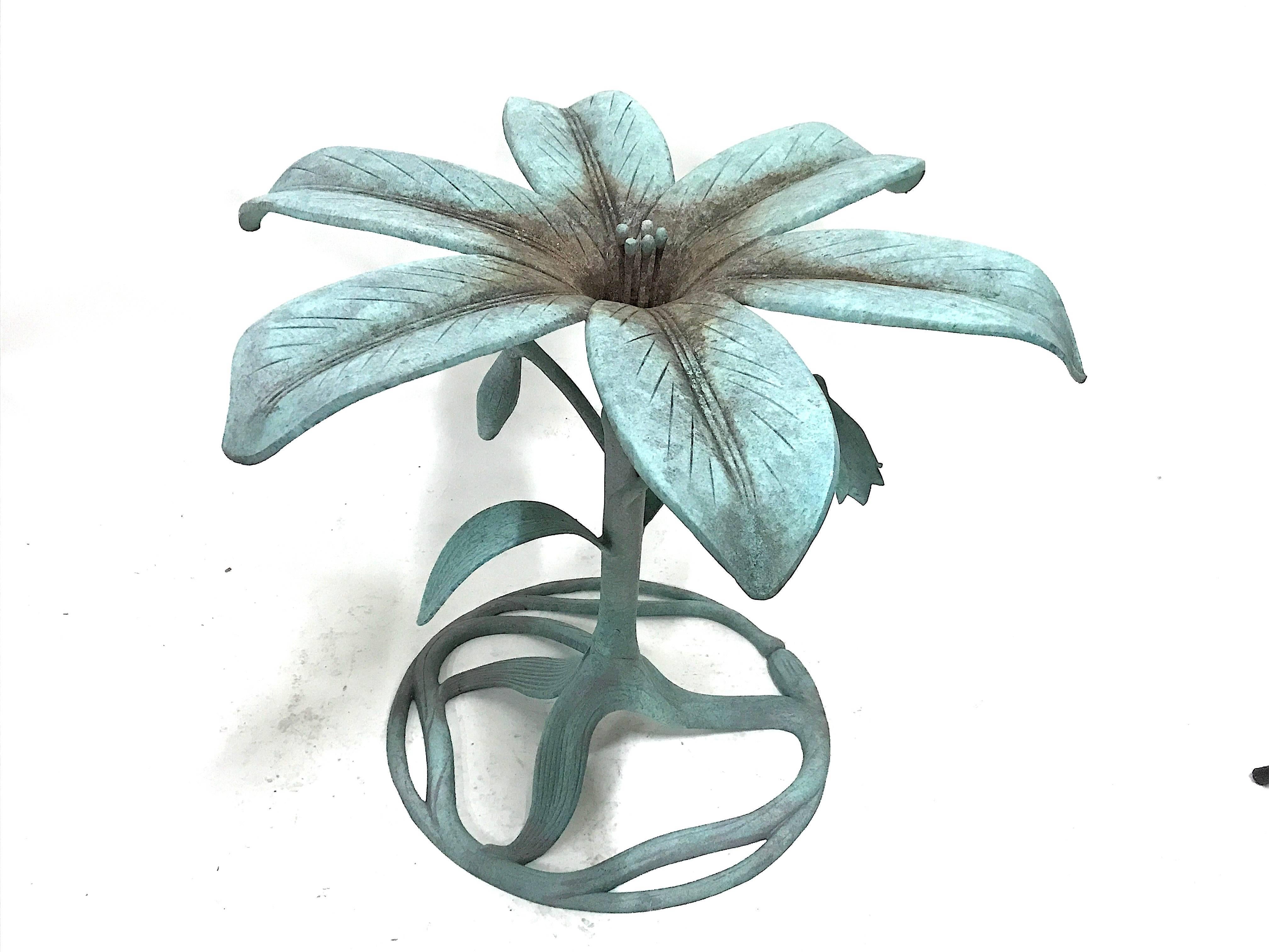 American Verdigris Arthur Court ‘Lily’ Dining Table for Garden or Interiors