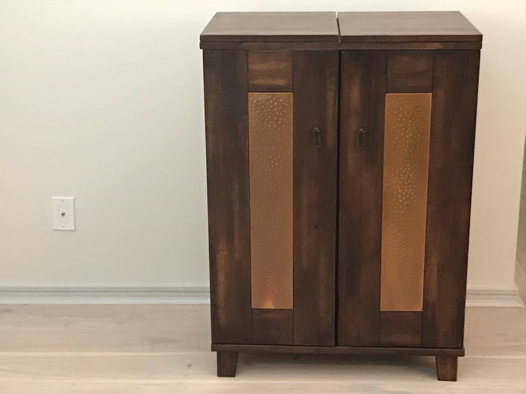 Mahogany Copper Folding Bar Cabinet For Sale at 1stdibs