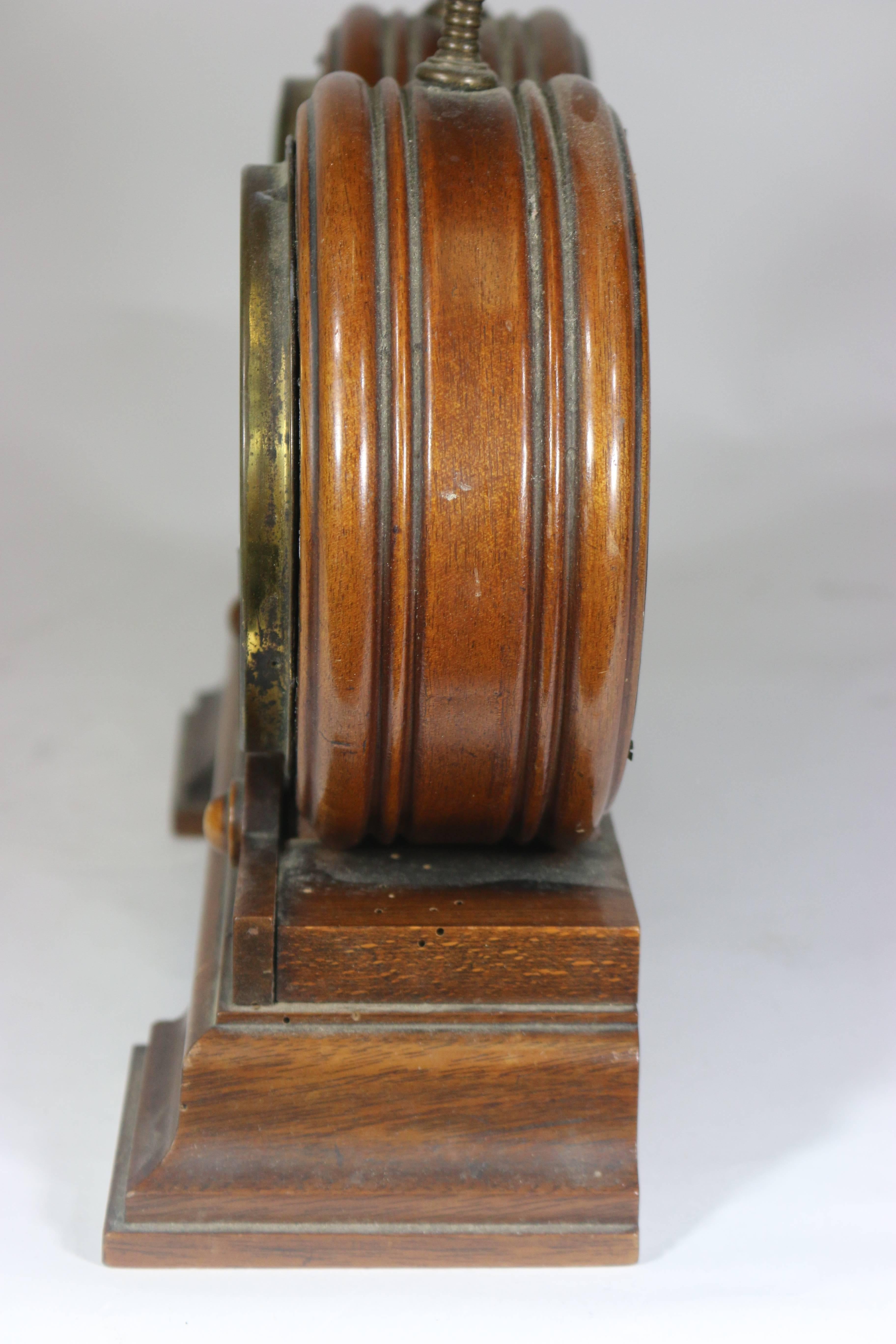 Late Victorian Handsome Clock and Barometer on Wood Base For Sale