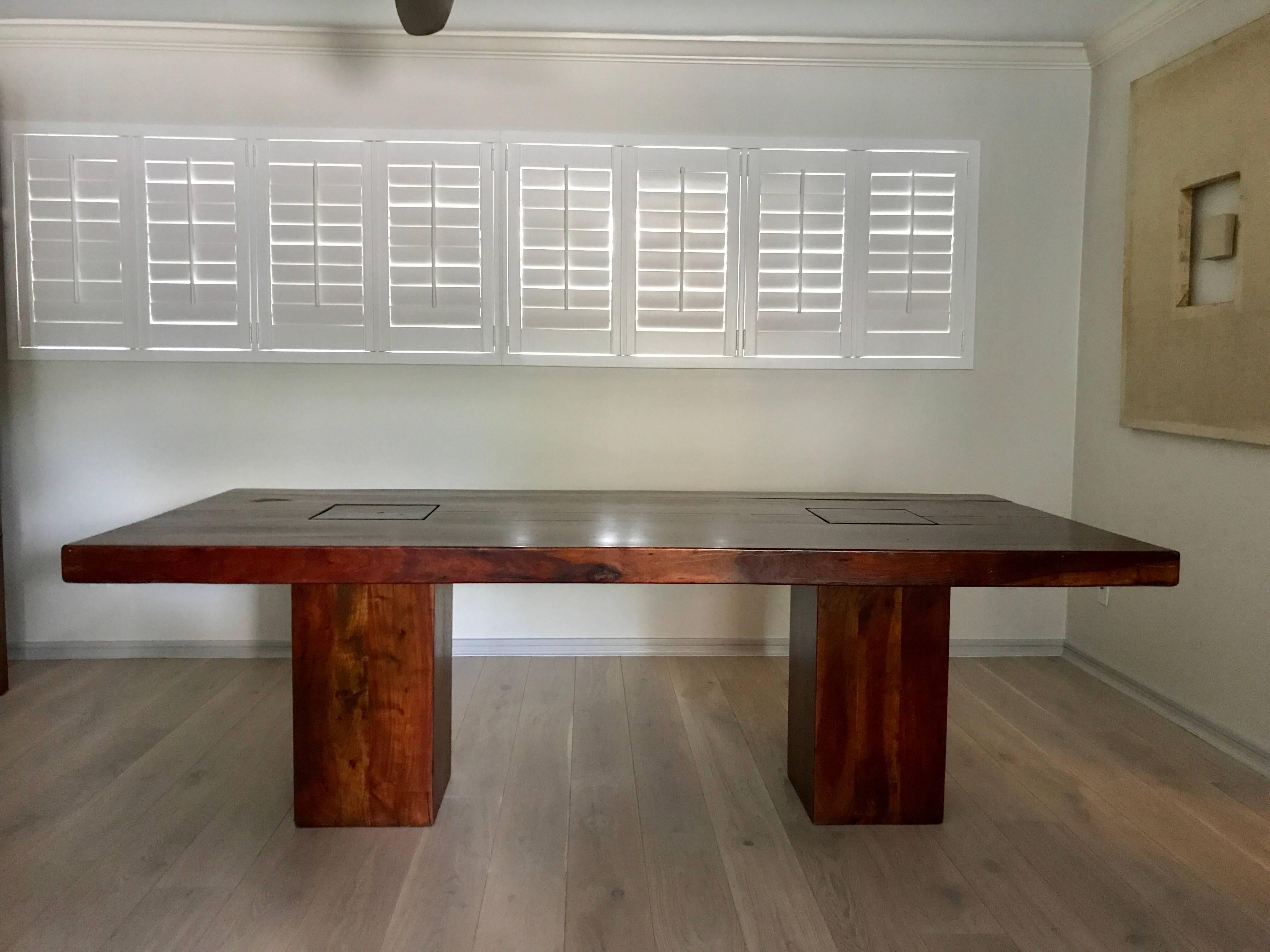 Organic 93”  Slab Walnut Dining Table- Hand Crafted In Excellent Condition For Sale In West Palm Beach, FL