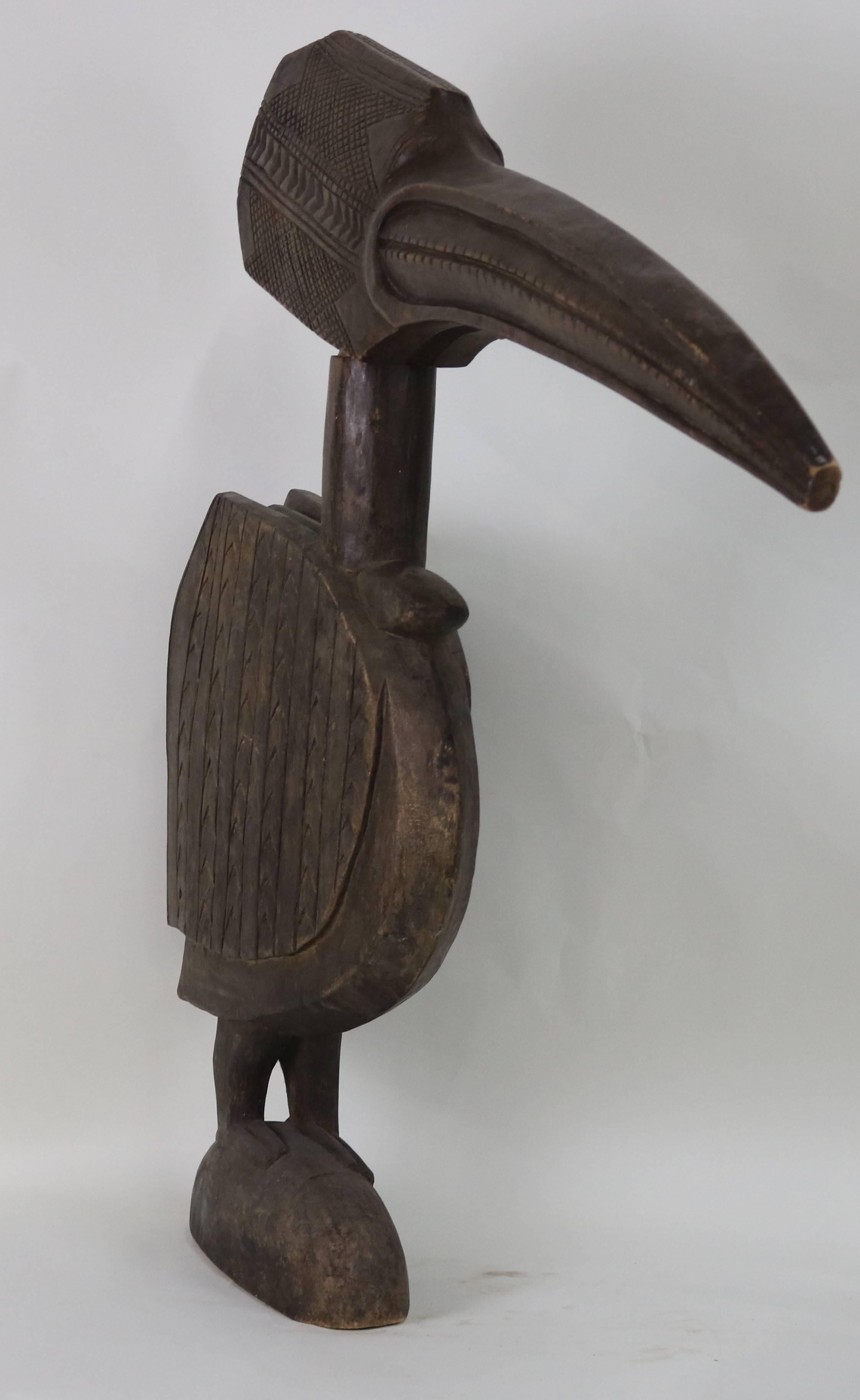 Huge Ethnographic Wood Carved Pair Bird Sculptures- Tycoon Provenance In Good Condition For Sale In West Palm Beach, FL
