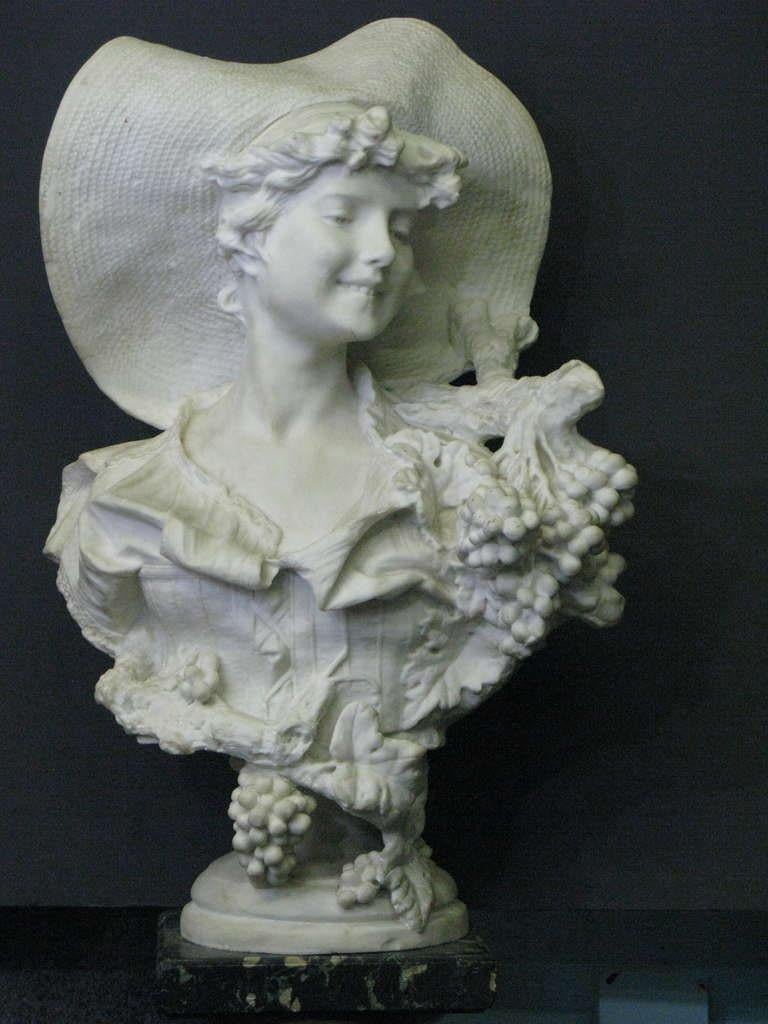 19th Century Sculpture-'Mona Lisa of the Vine-30” h.Bust after Caesare Lapini For Sale