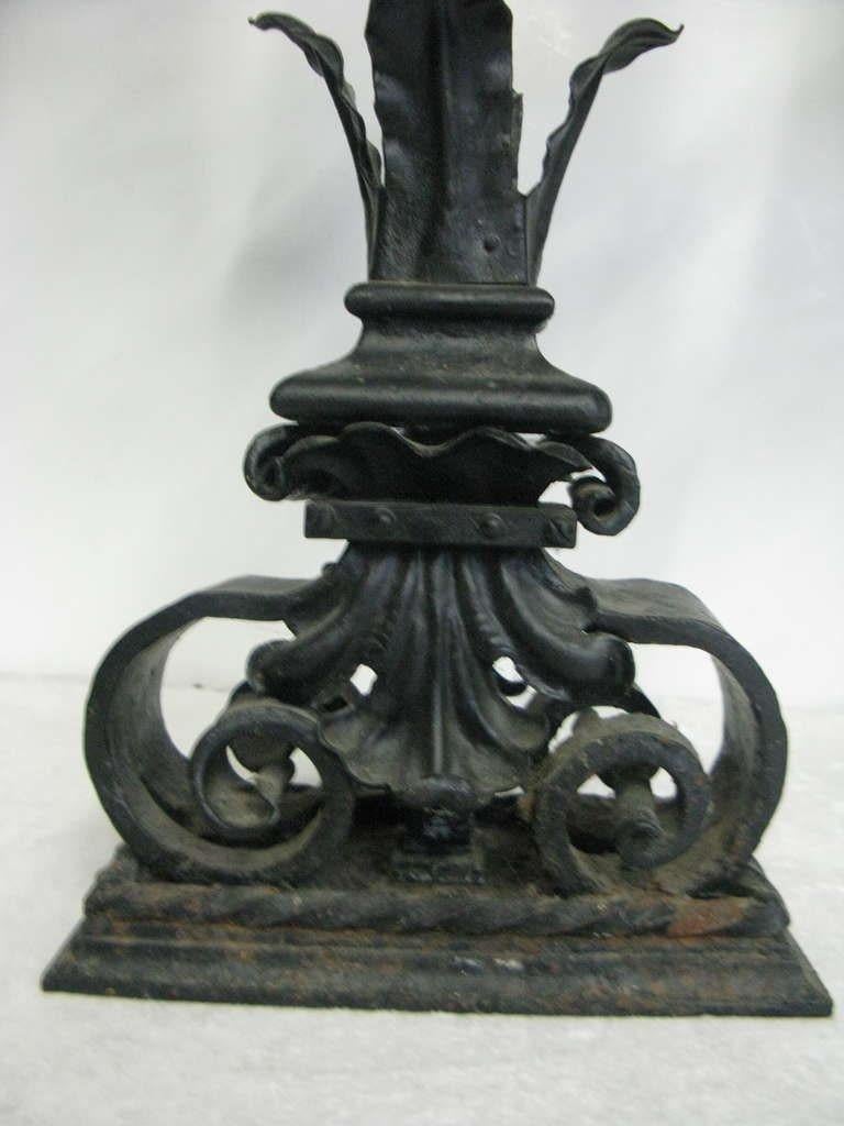 European Historic Chateau Masterful Pair Large Iron Candelabra--19th Century -Provenance For Sale