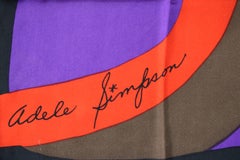 1960 Signature Adele Simpson Silk Scarf, Lush Bold Purple, Pink, Gold and Orange