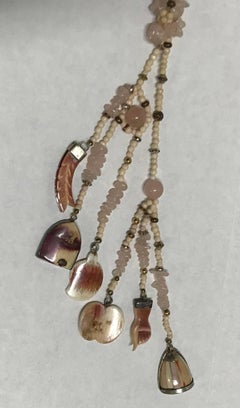 Horn Silver Charms Lariat Tassel Necklace