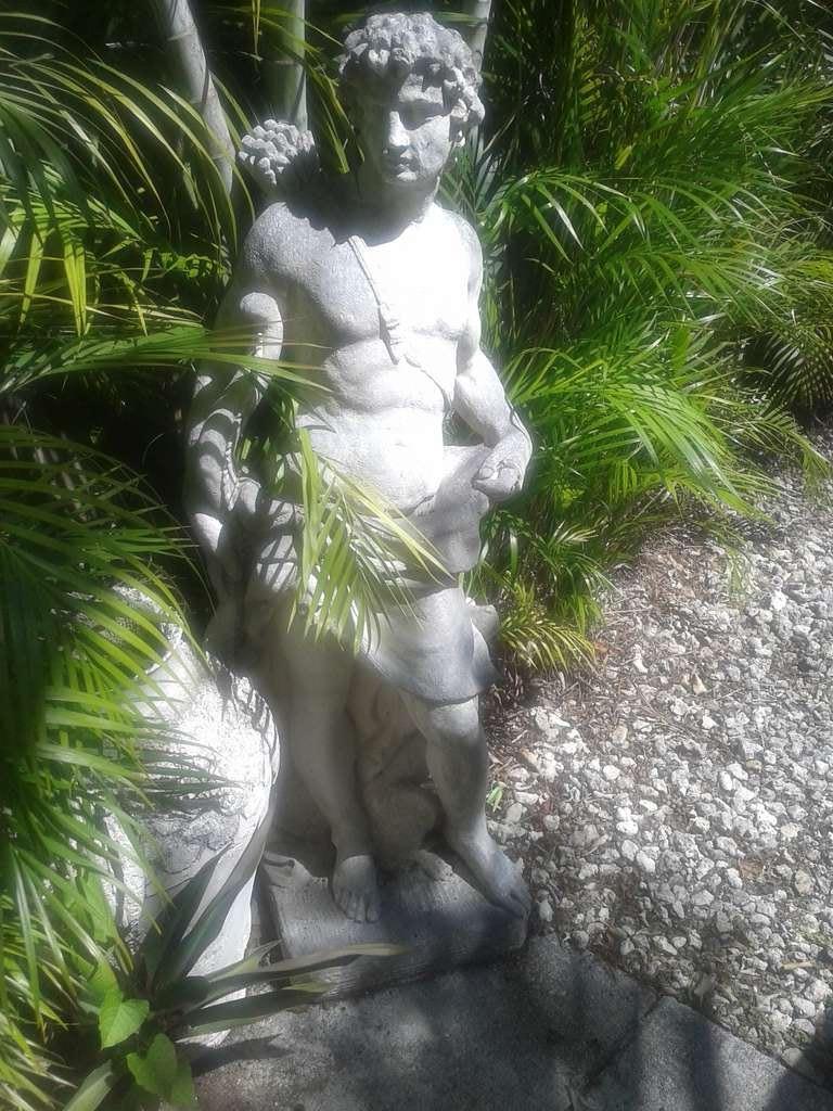 Neoclassic Garden Statue of Apollo with His Hunting Dog In Good Condition For Sale In West Palm Beach, FL