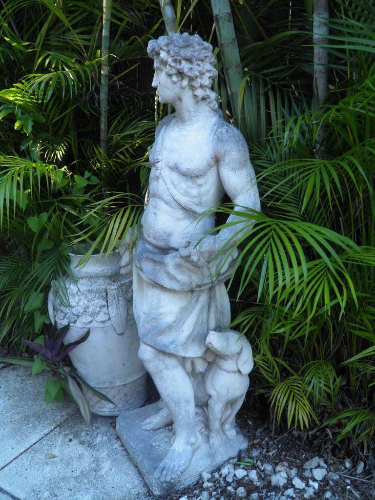 English Neoclassic Garden Statue of Apollo with His Hunting Dog For Sale