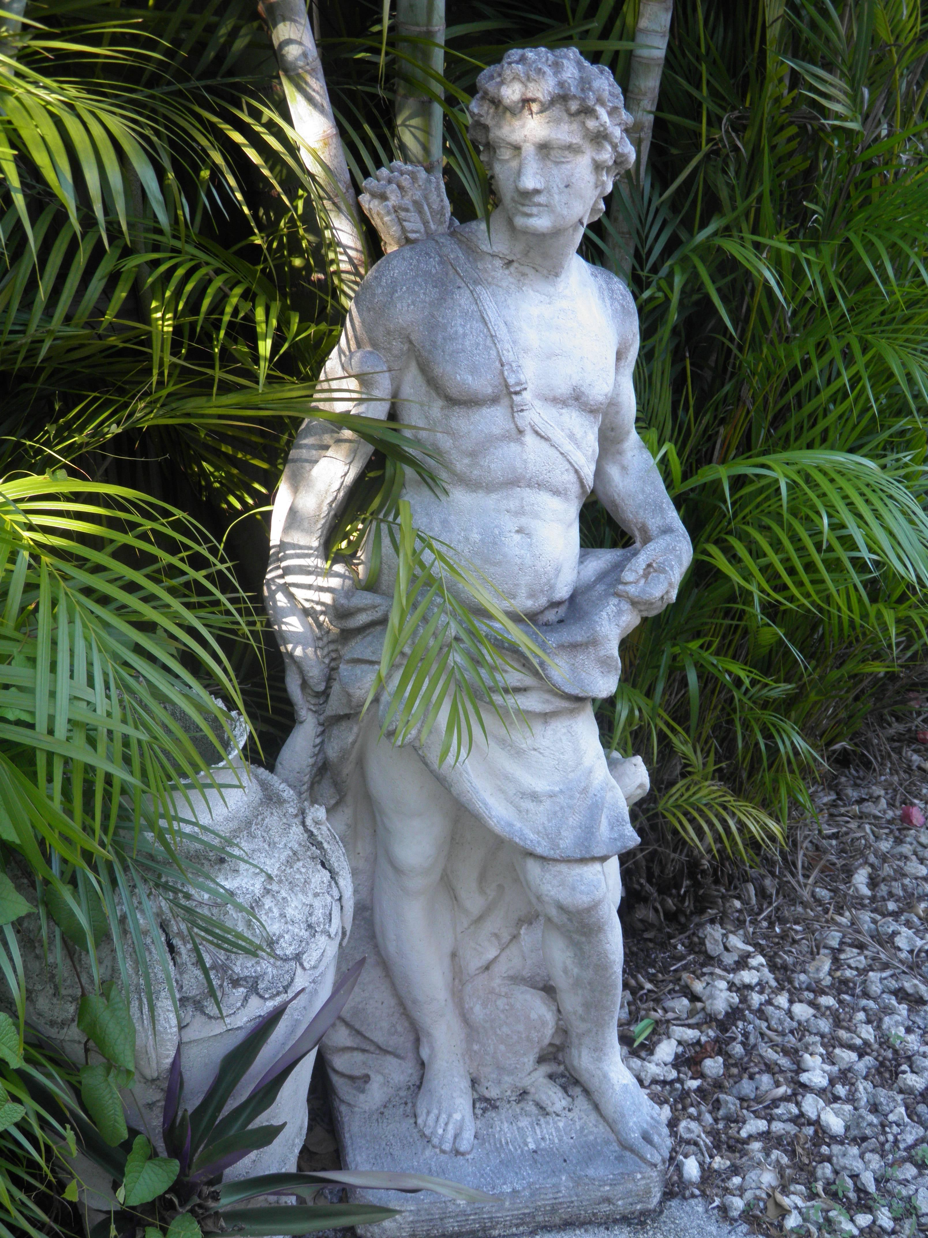 Neoclassical Neoclassic Garden Statue of Apollo with His Hunting Dog For Sale