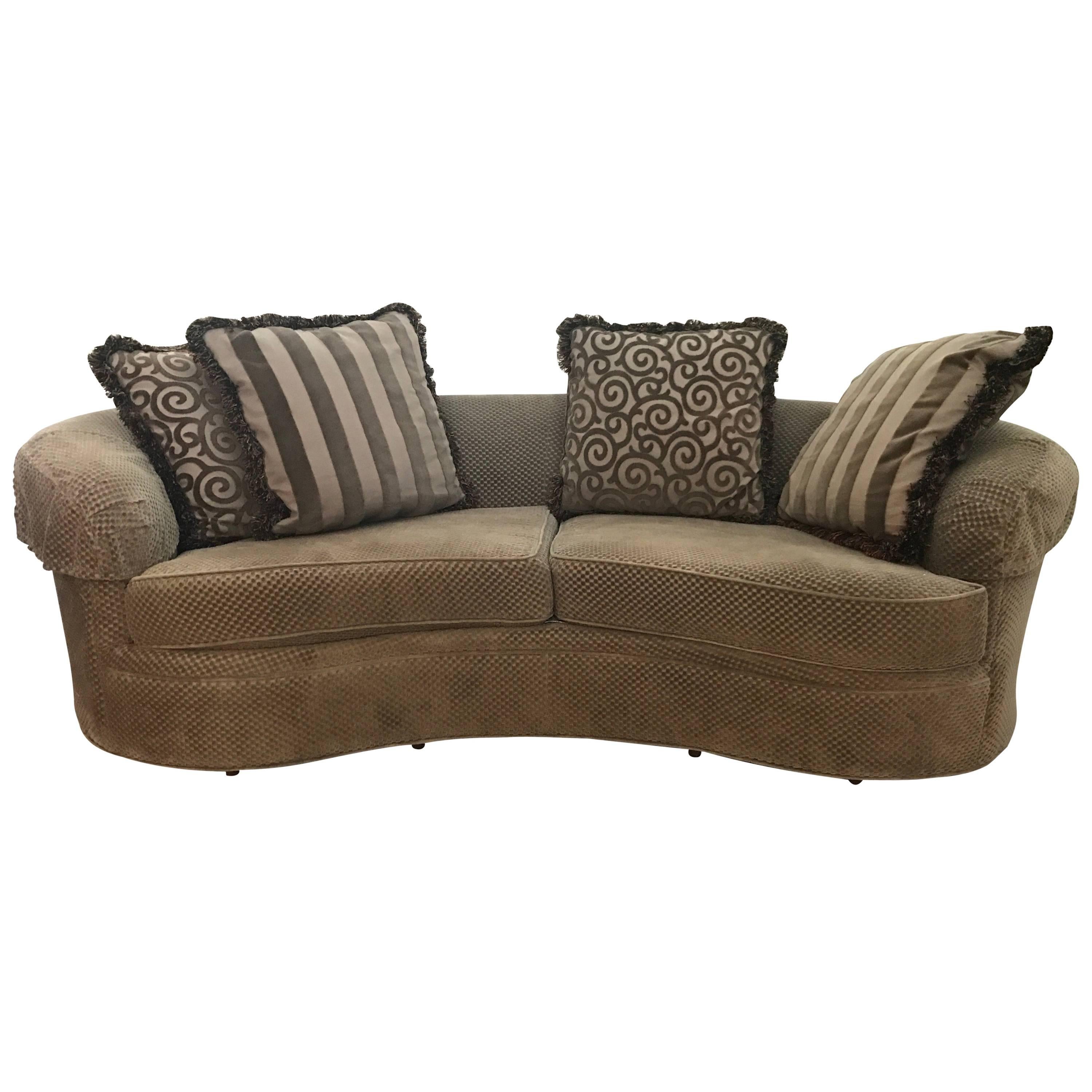 Mid-Century Modern Kidney Shape Biomorphic sofa- luxurious comfort and style, circa 1970.
                                                                              
Mid Century Vladimir Kagan Sumptuous comfy sofa-tight back, two-seat cushions,