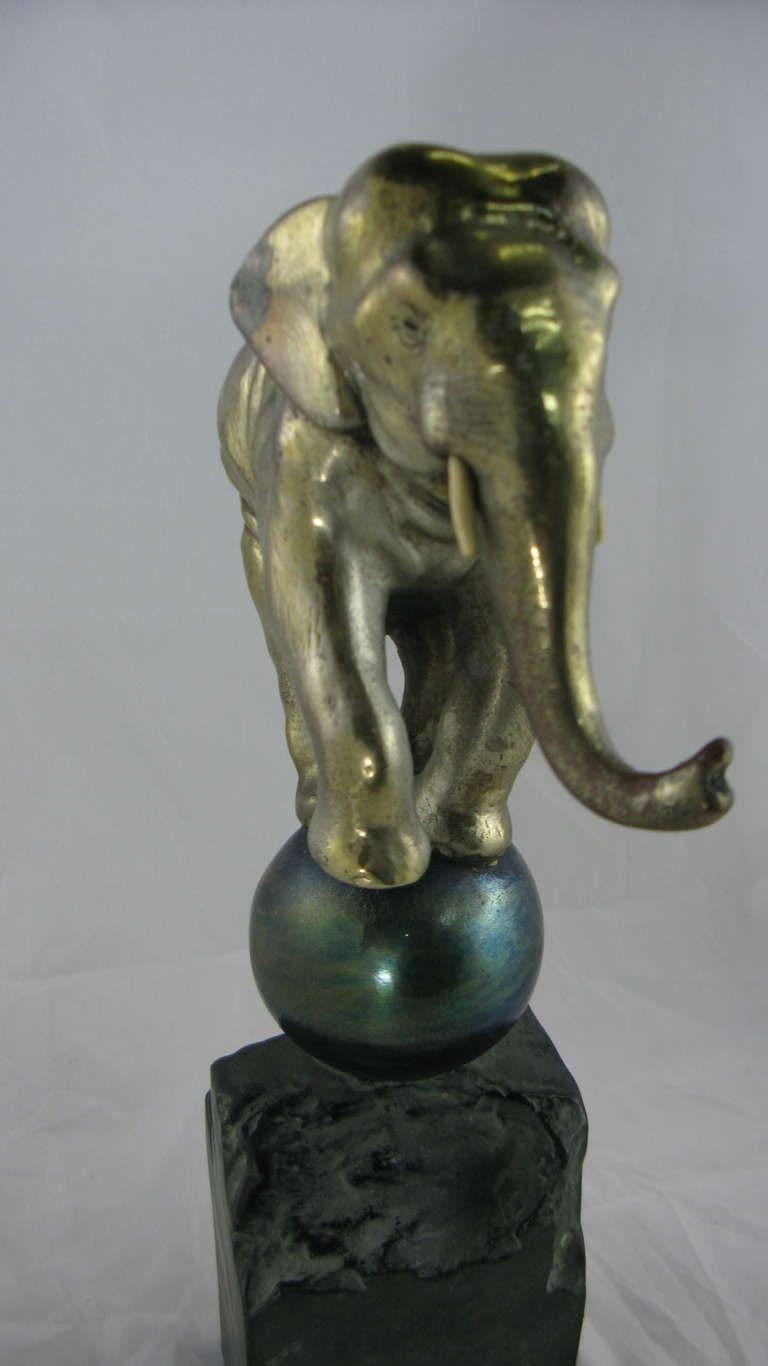Mid-20th Century 1930 Whimsical Art Deco Silvered Bronze Dancing Elephant with Provenance For Sale