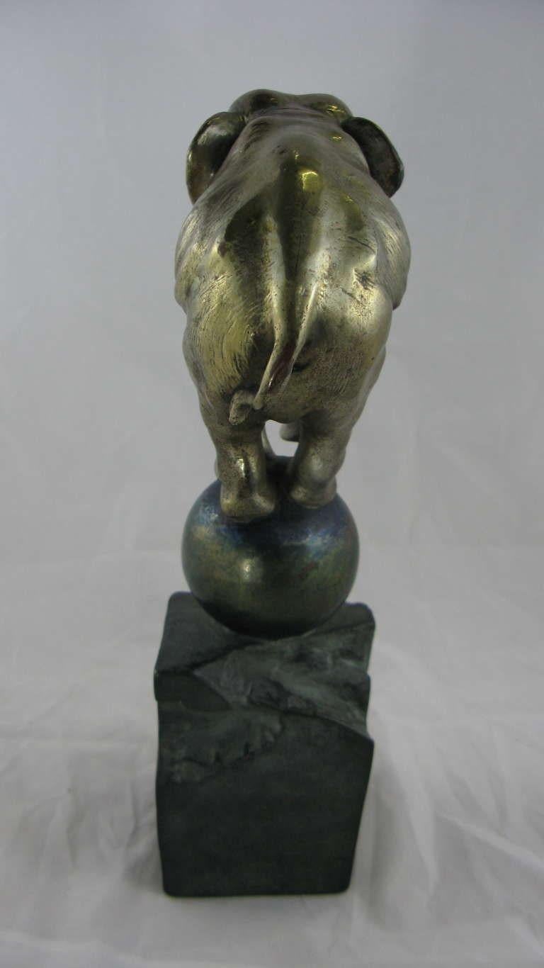 1930 Whimsical Art Deco Silvered Bronze Dancing Elephant with Provenance For Sale 1