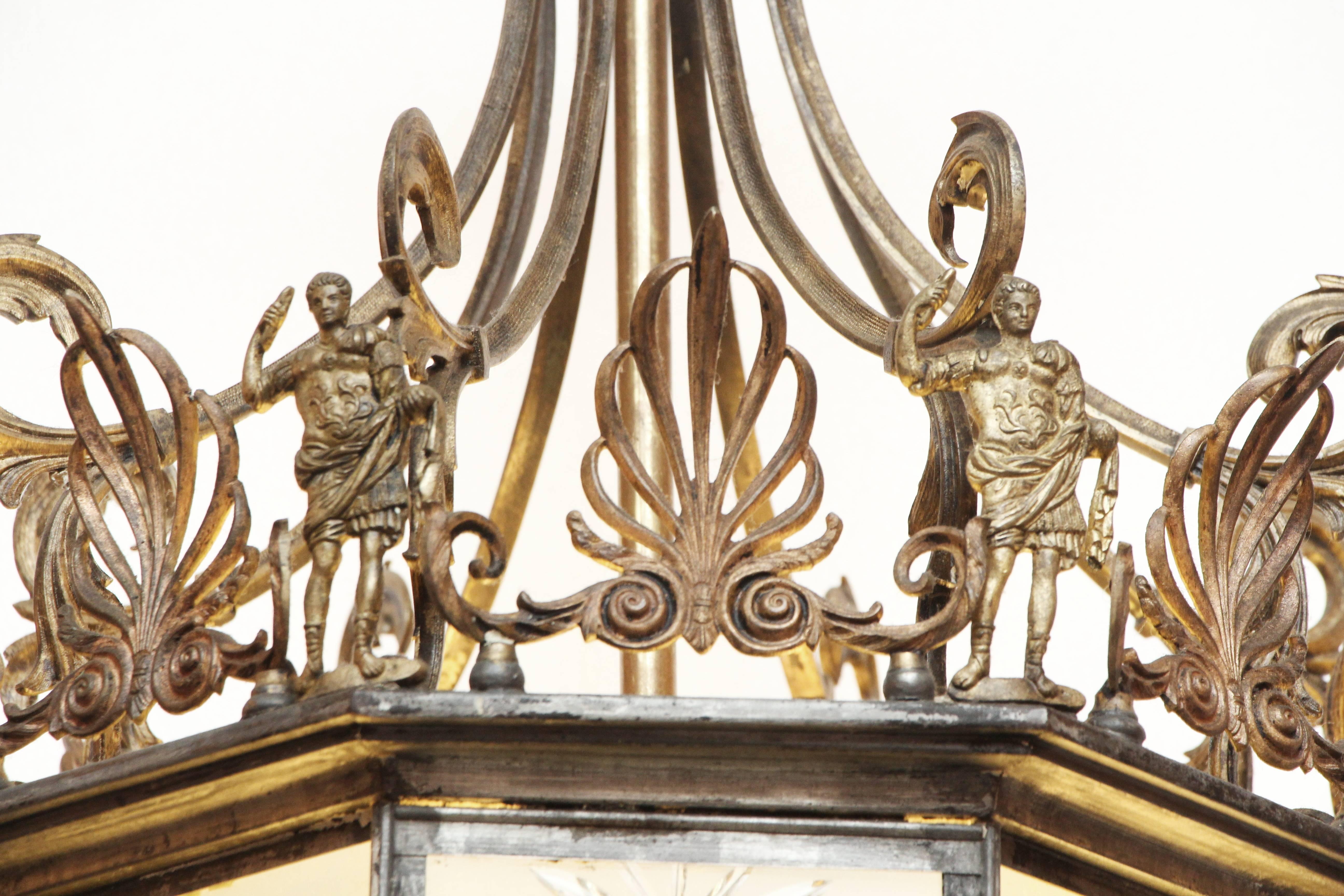 Lanterna a 3 luci in bronzo e vetro del Pen and Brush Club, 1890, NYC in vendita 2