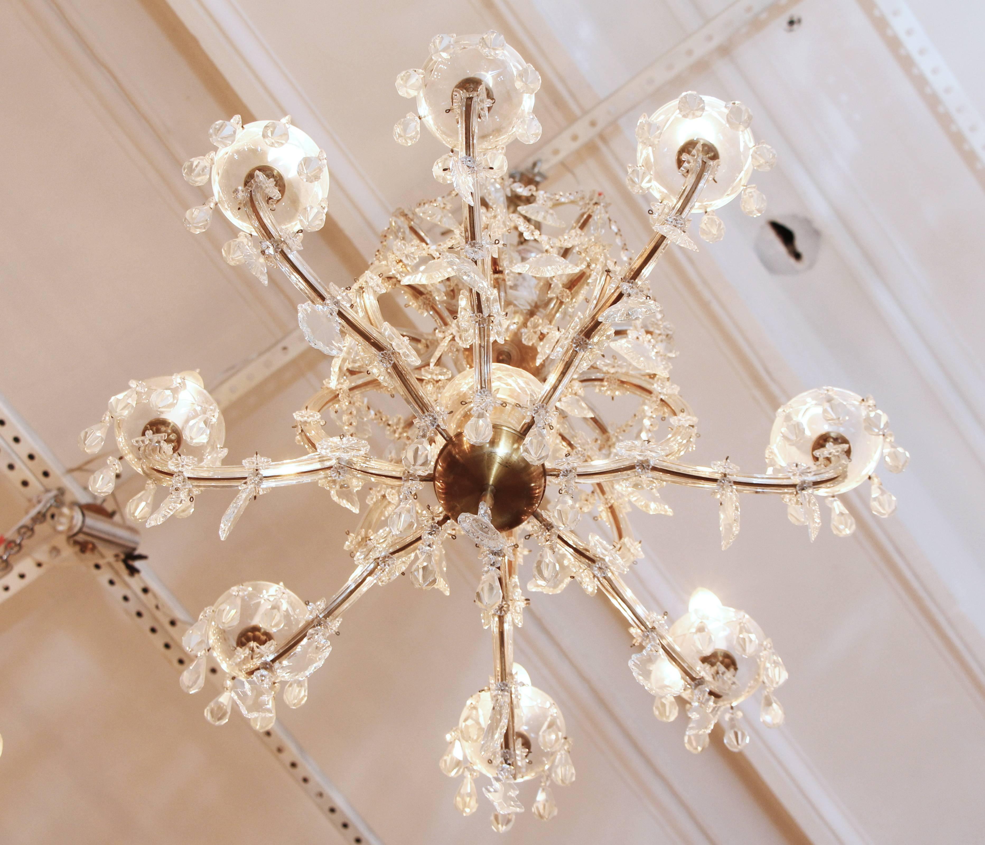 1940s Marie Therese eight arm crystal chandelier. This item can be viewed at our 5 East 16th Street, Manhattan location.