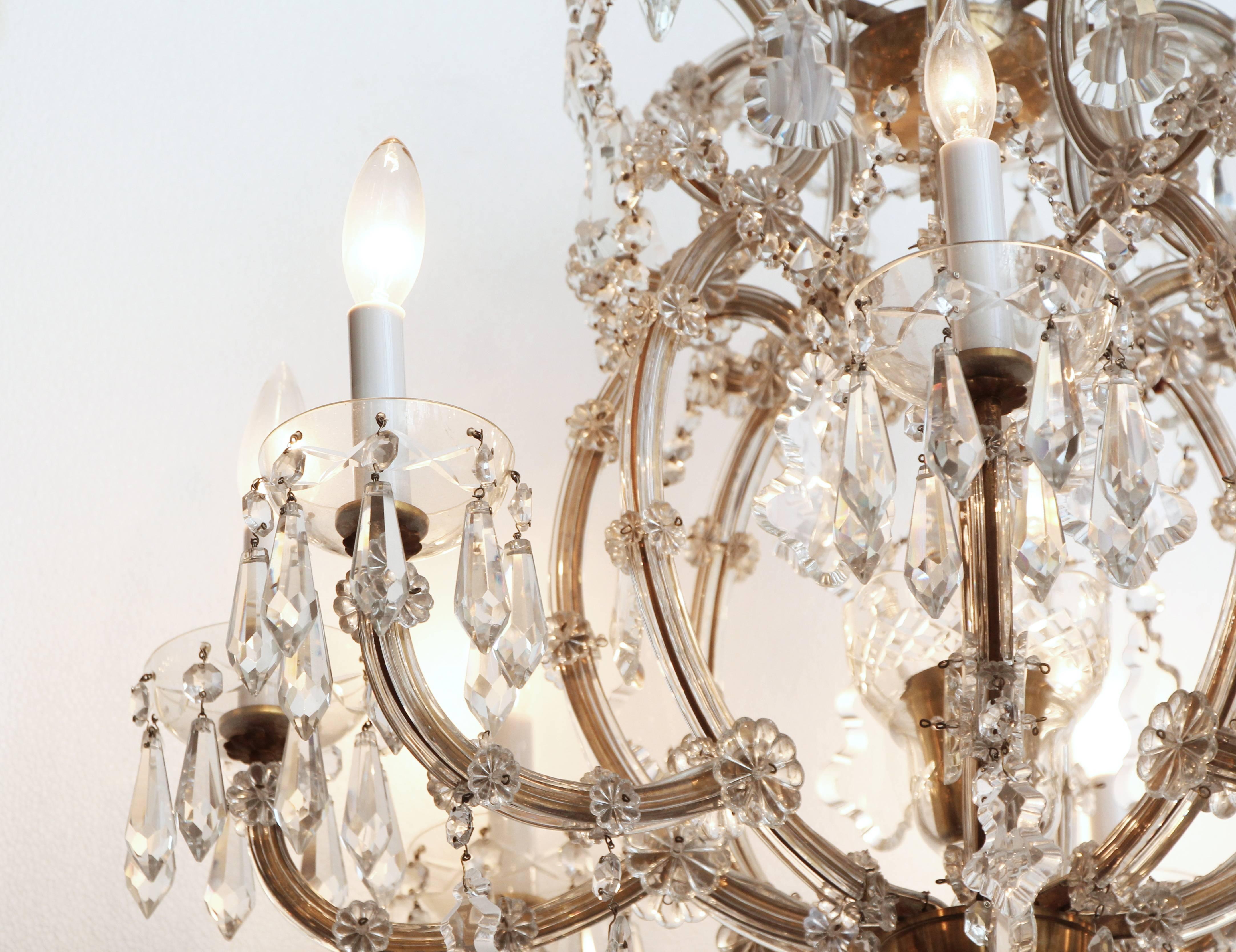 1940s Marie Therese Eight Arm Crystal Chandelier In Excellent Condition In New York, NY