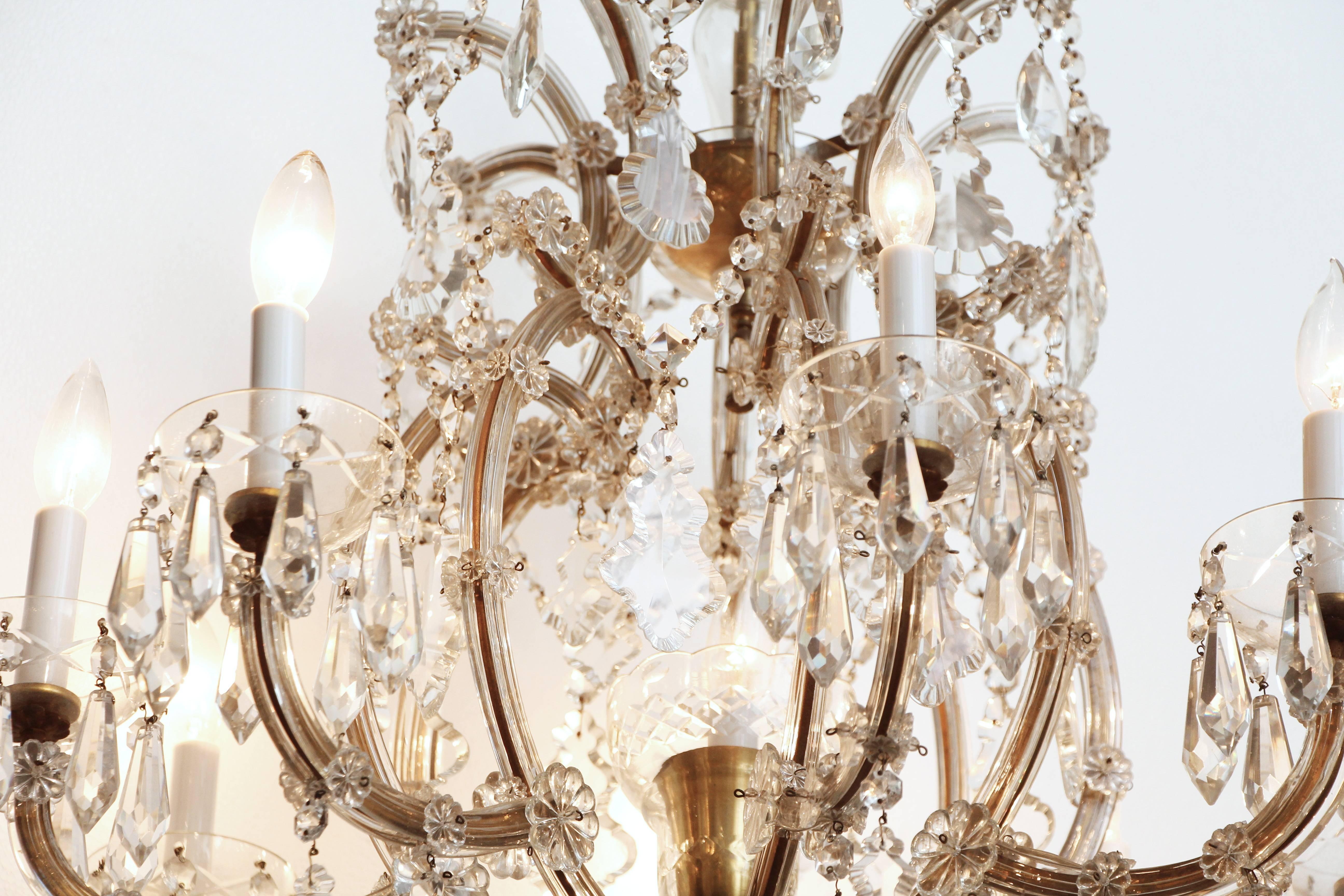 Mid-20th Century 1940s Marie Therese Eight Arm Crystal Chandelier