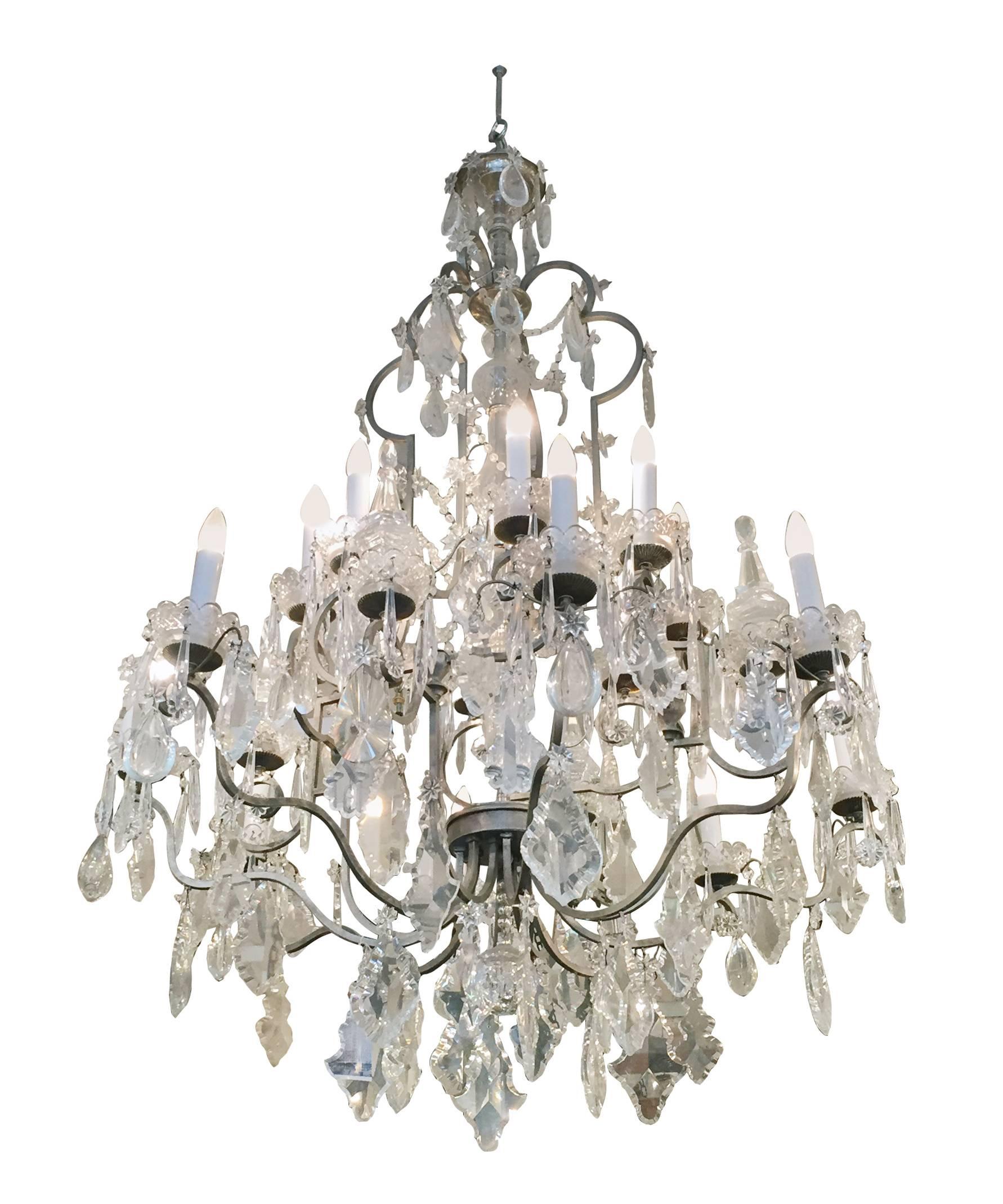 American Large Crystal Chandelier New York City Plaza Hotel 20 Lights For Sale