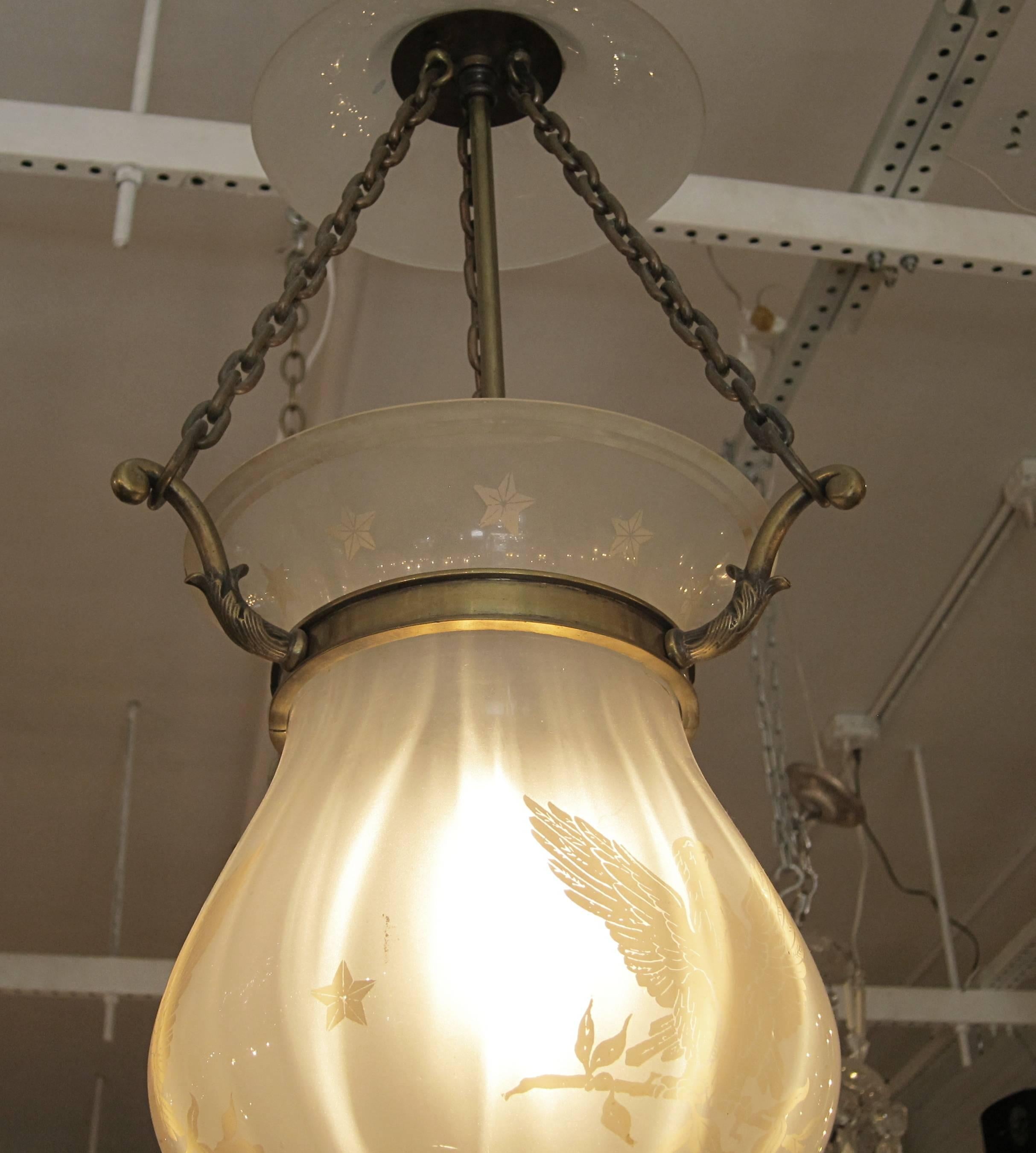 1930s American made bell jar light. This item can be viewed at our 5 East 16th Street Union Square location in Manhattan.