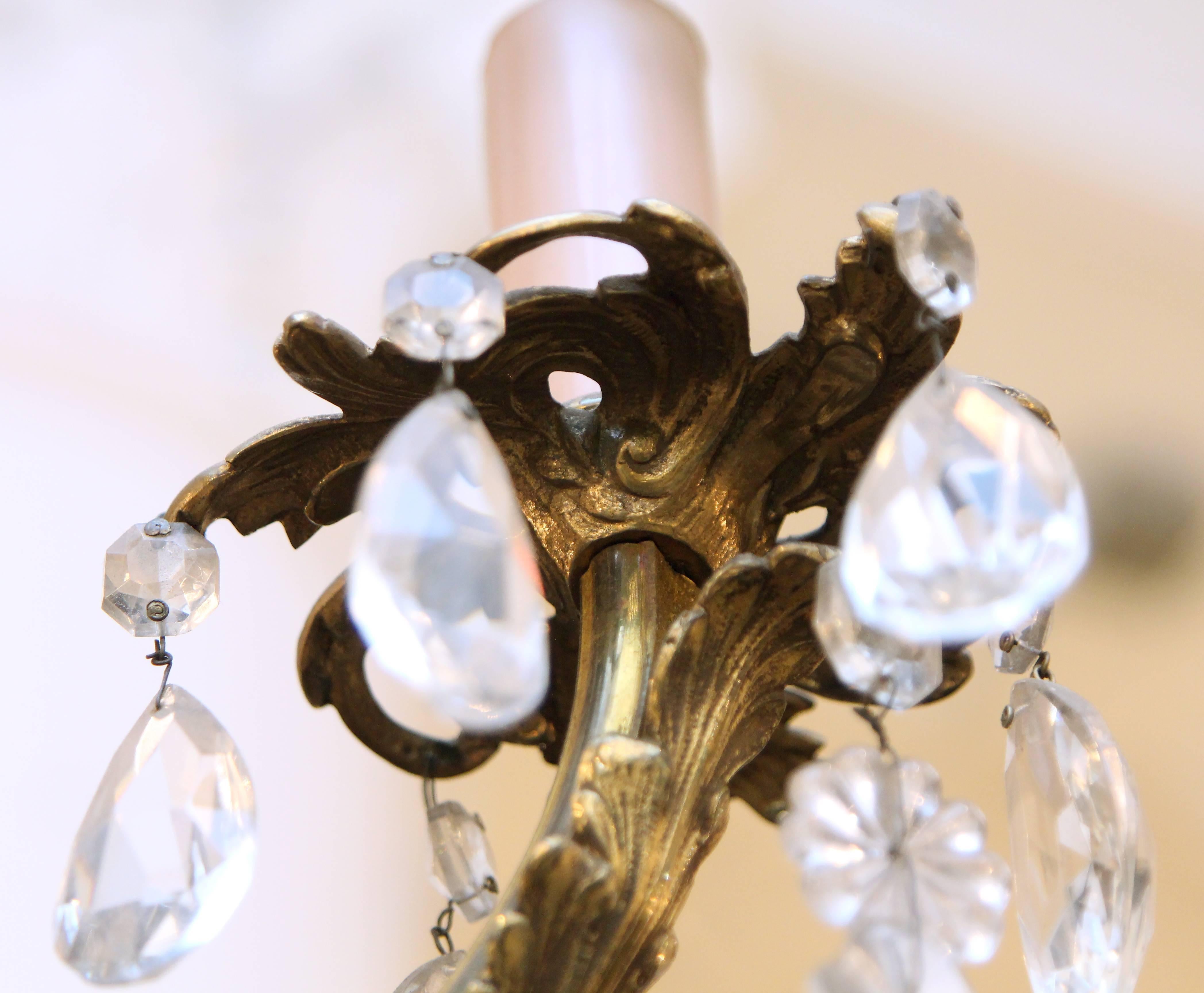 1920s Bronze and Crystal Eight-Arm Chandelier 2