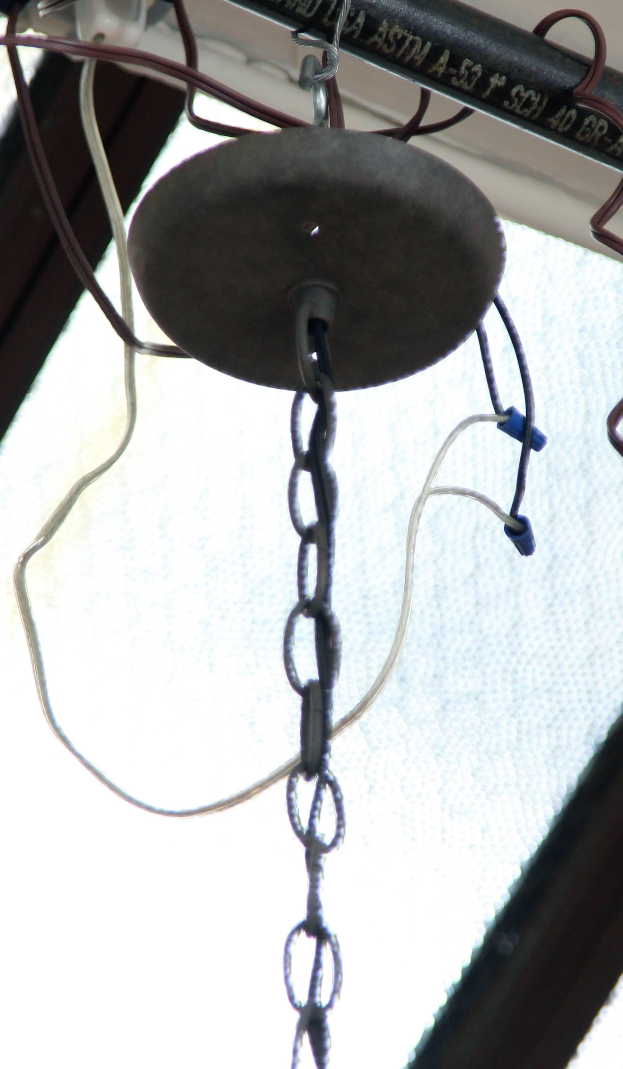 1930s Bell Jar Pendant Light with Dark Bronze Finish 2