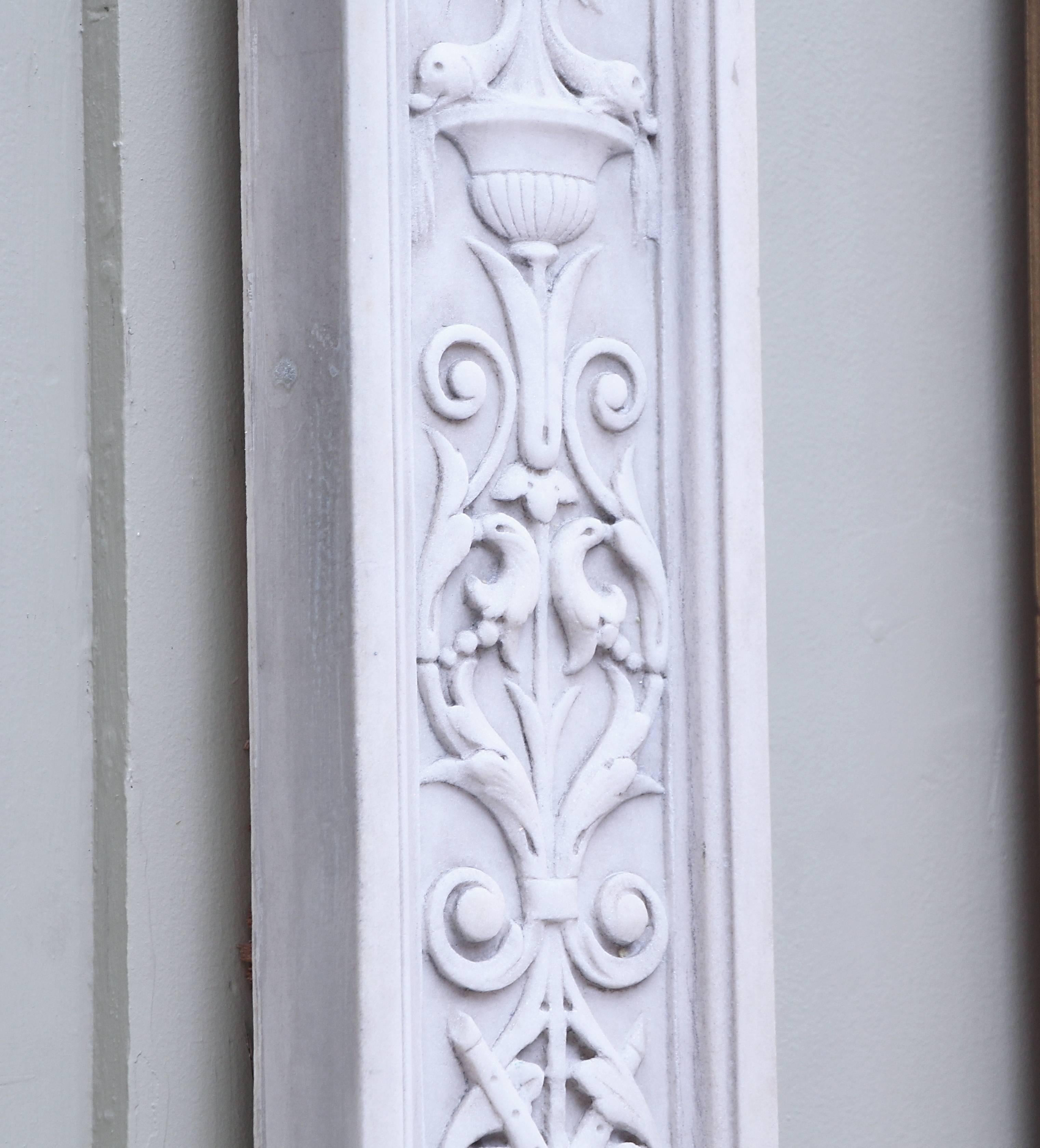 1909 Carved Arched Marble Molding Surround from Knoedler Gallery 19 East 70th St In Excellent Condition In New York, NY