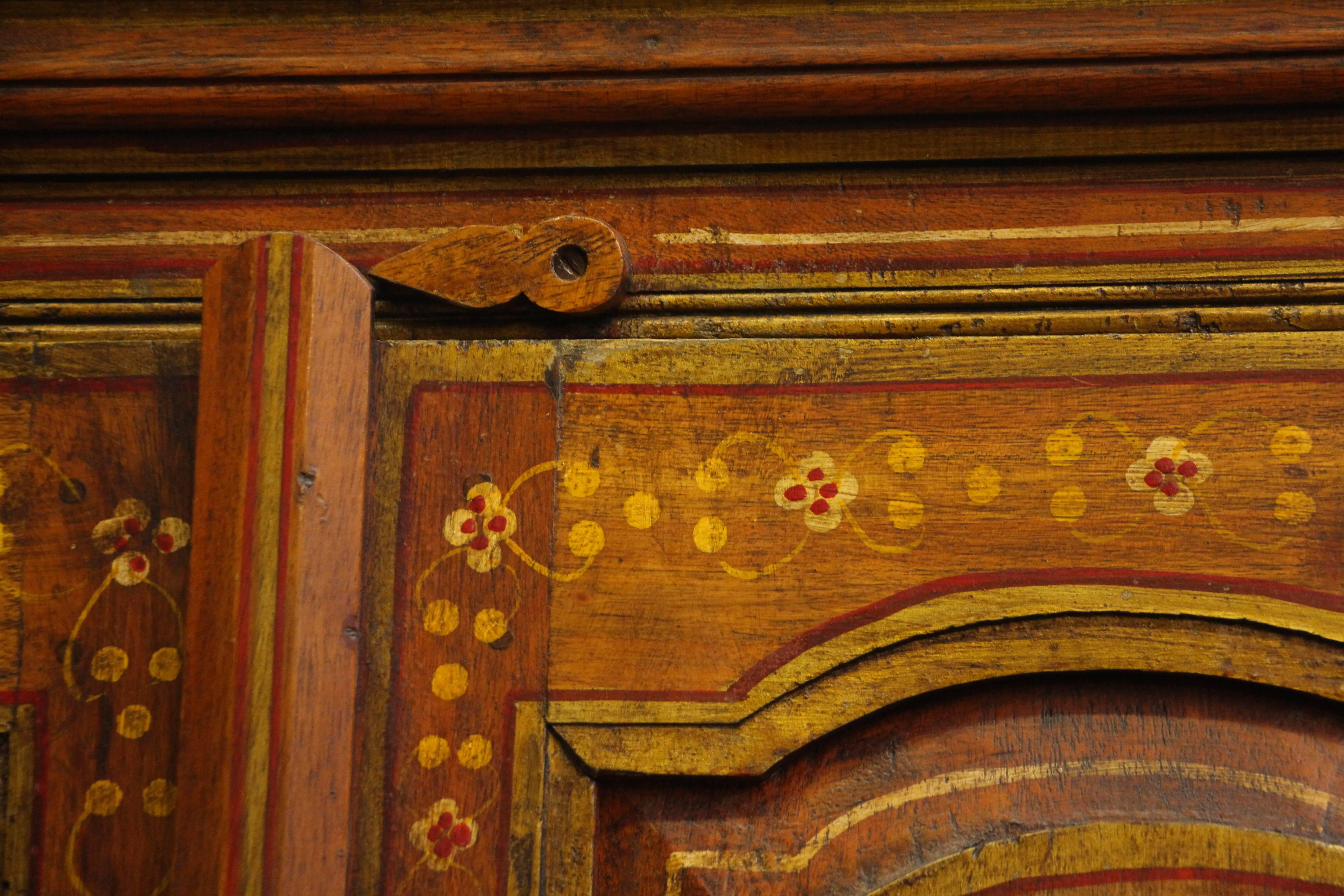 1990s Hand-Painted Floral Wood Cabinet with Three Shelves 3