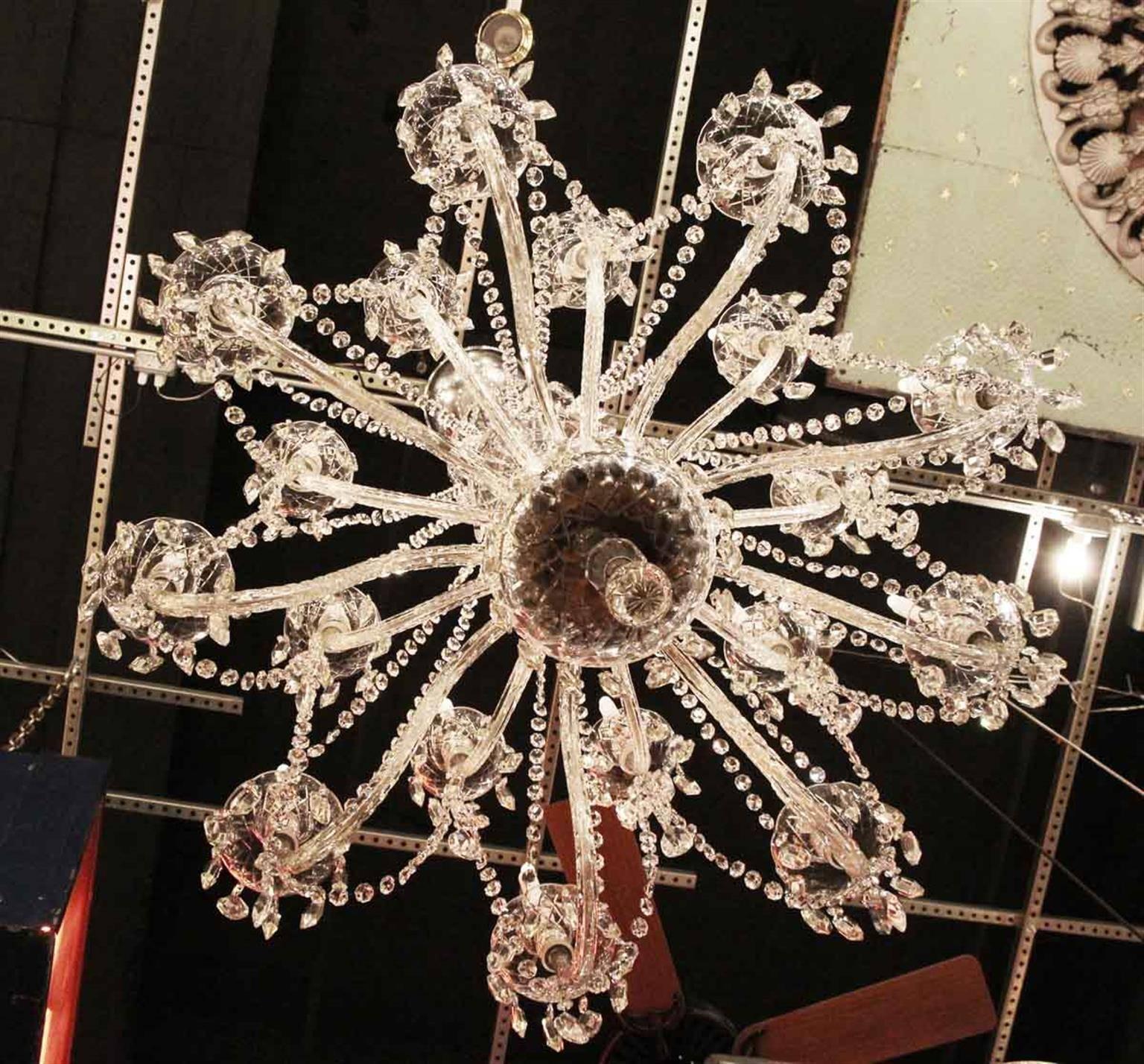 1960s Elegant Large Eighteen-Arm Crystal Chandelier with Draping Crystal Beading 1