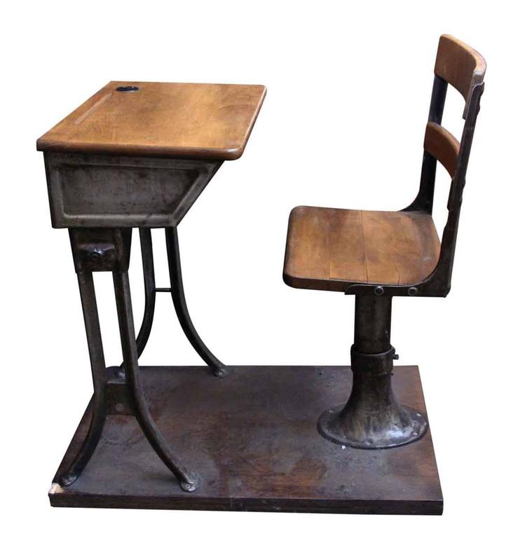 1930s Children S Adjustable School Desk In Wood And Cast Iron With