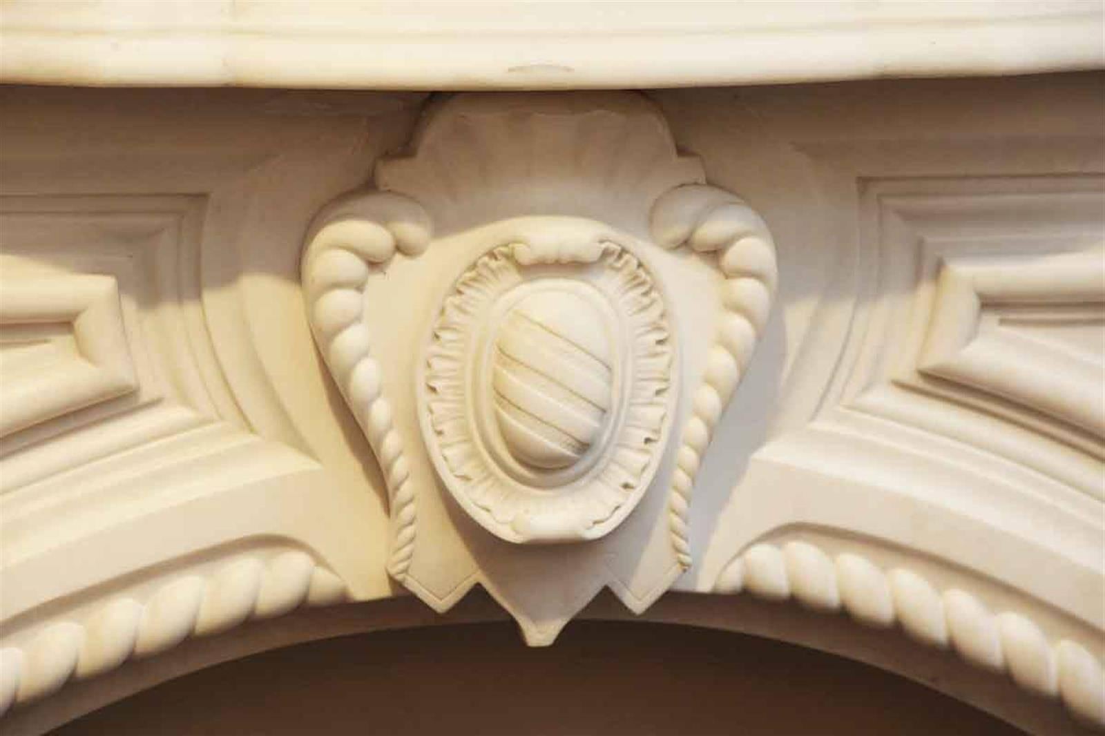 American 1905 Heavily Carved White Marble Rope Design Mantel from the West Village