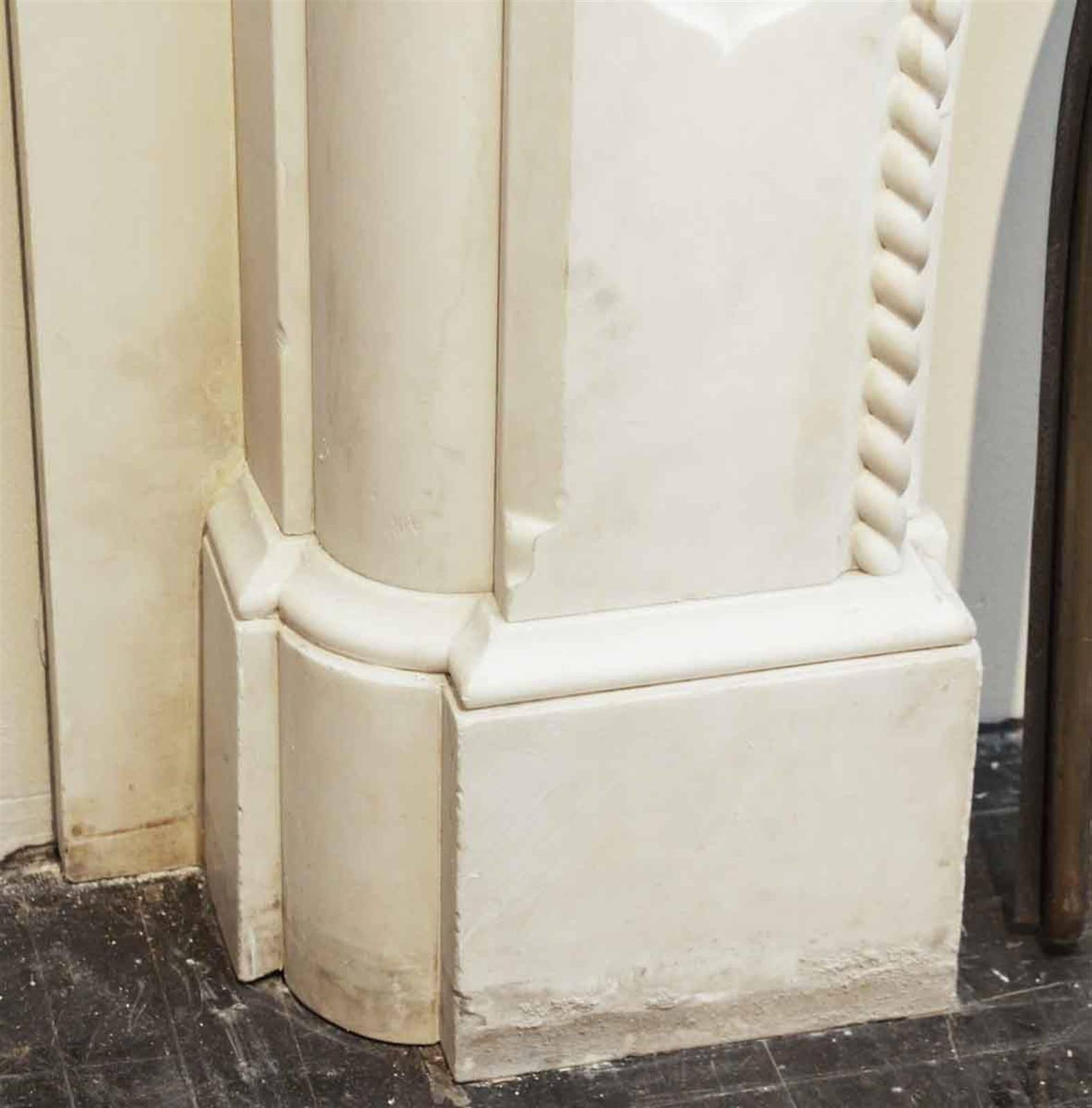 1905 Heavily Carved White Marble Rope Design Mantel from the West Village 1