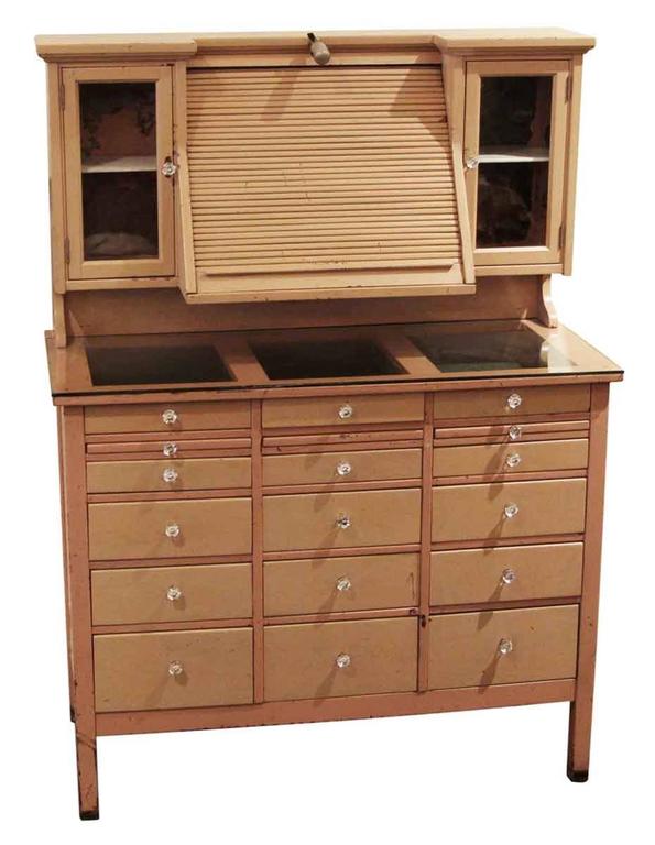 1900s Opthalmic And Genothalmic Medical Cabinet With Roll Up Door