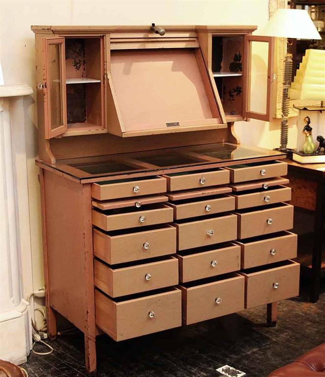 1900s Opthalmic Genothalmic Medical Cabinet With Roll Up Door Original Finiah