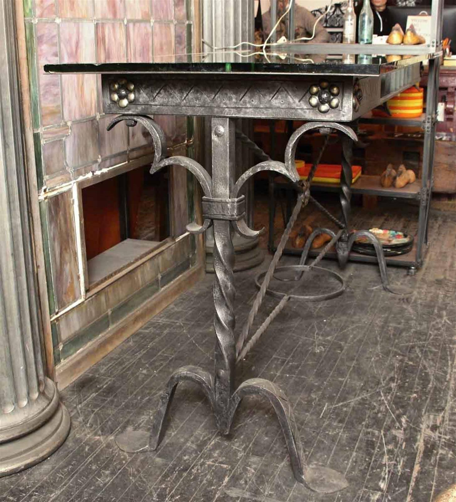 Early 20th Century 1920s Hand Wrought Iron Bank Table by Samuel Yellin For Sale