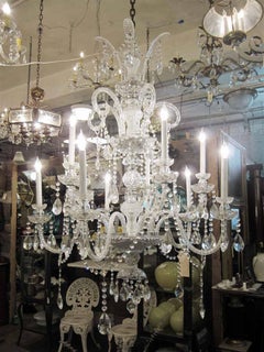 1950s, Italian Nine-Arm Crystal Chandelier Swag Crystals