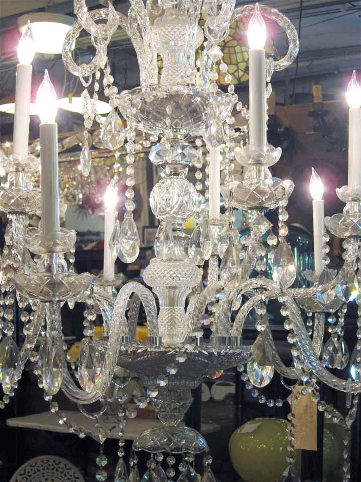 Années 1950, lustre italien à neuf branches en cristal Swag Crystals en vente 1