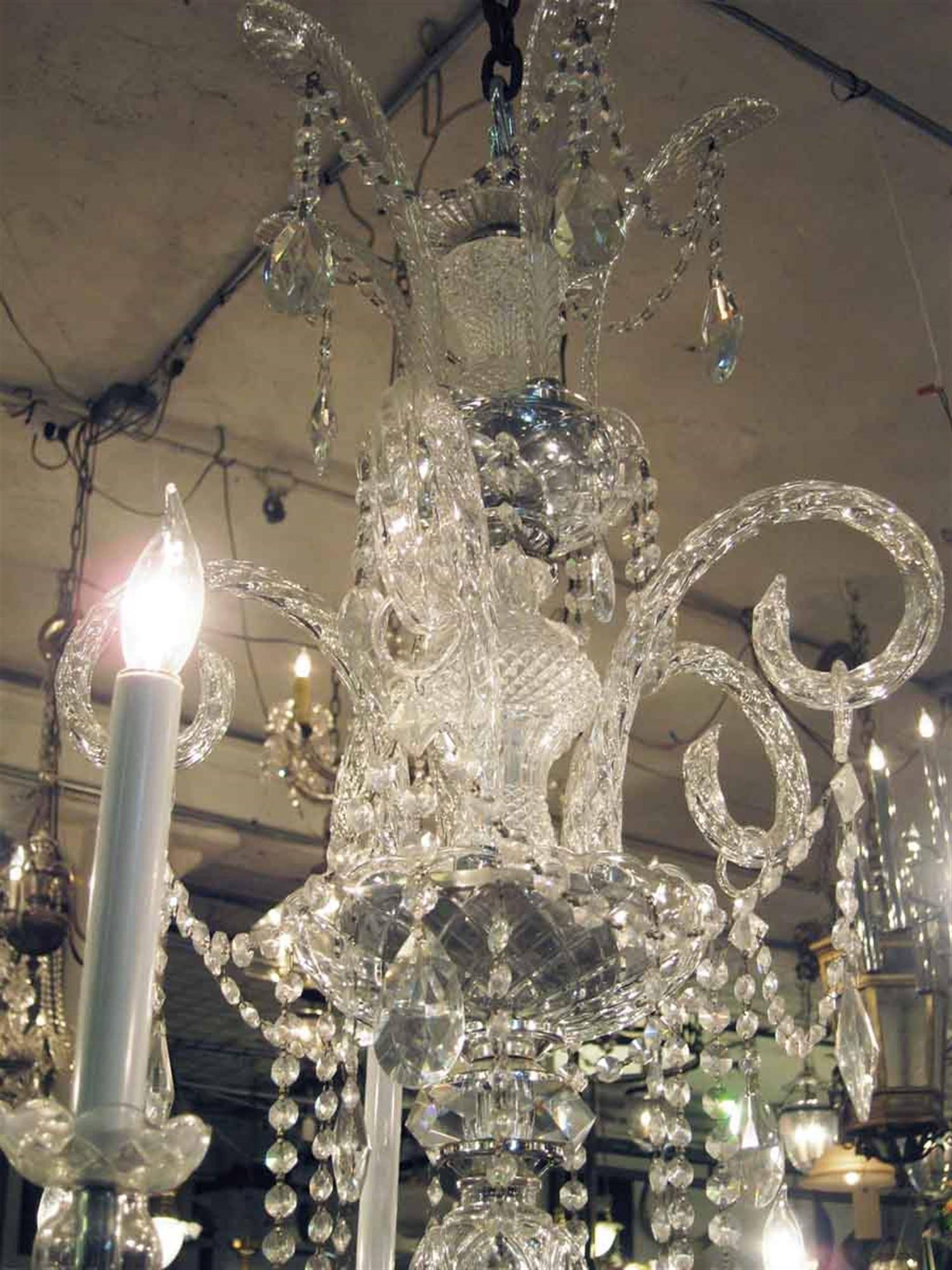 Milieu du XXe siècle Années 1950, lustre italien à neuf branches en cristal Swag Crystals en vente
