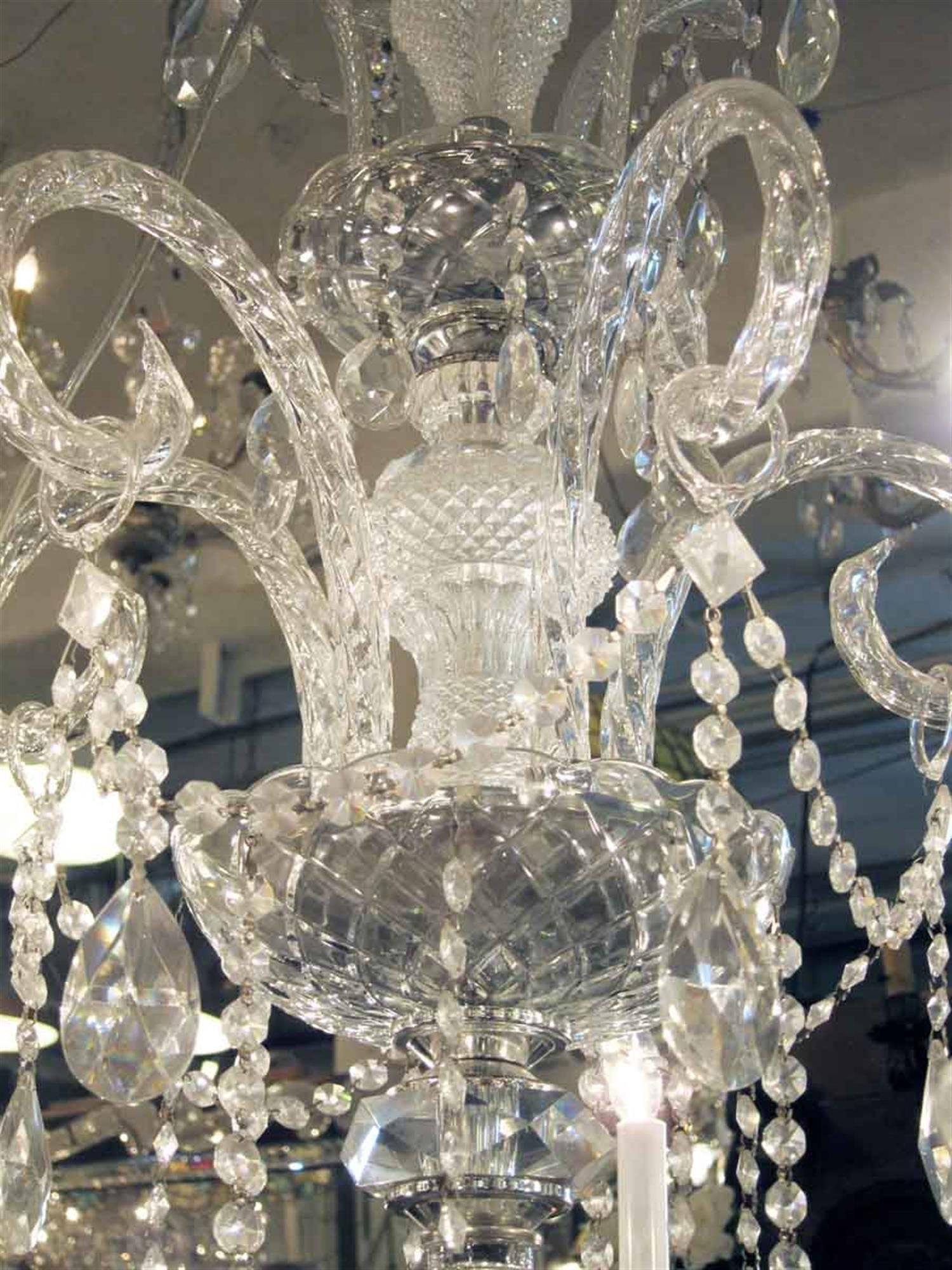 1950s, Italian Nine-Arm Crystal Chandelier Swag Crystals In Good Condition For Sale In New York, NY