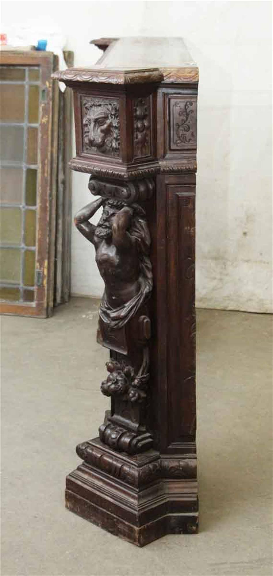 Gorgeous Mahogany Hand-Carved Figural Mantel Maidens 3