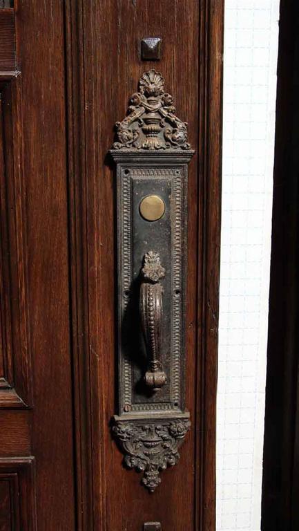 1880s Victorian Studded Wood Door with Window and Original 