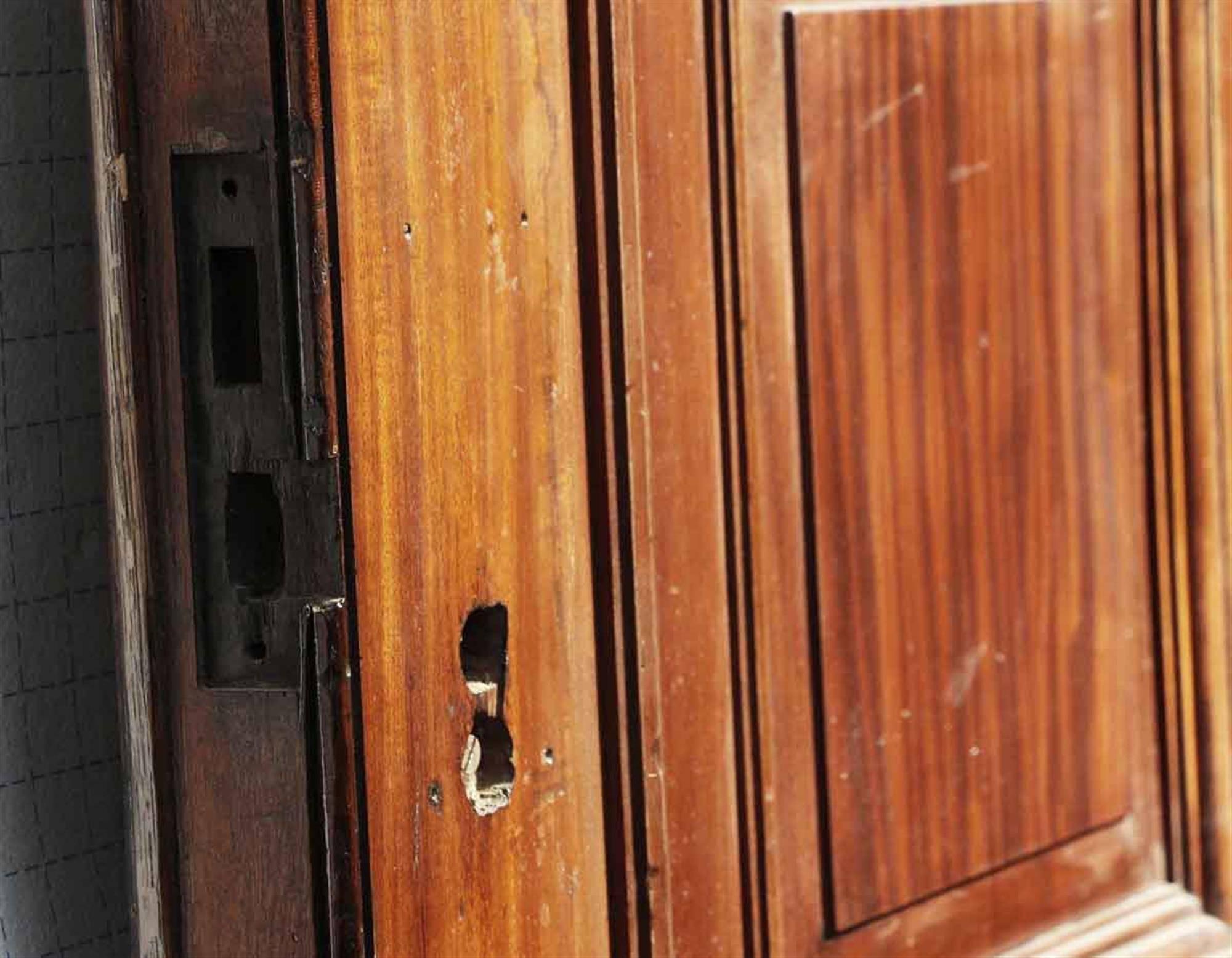 1880s Victorian Studded Wood Door with Window and Original Bronze Hardware 2
