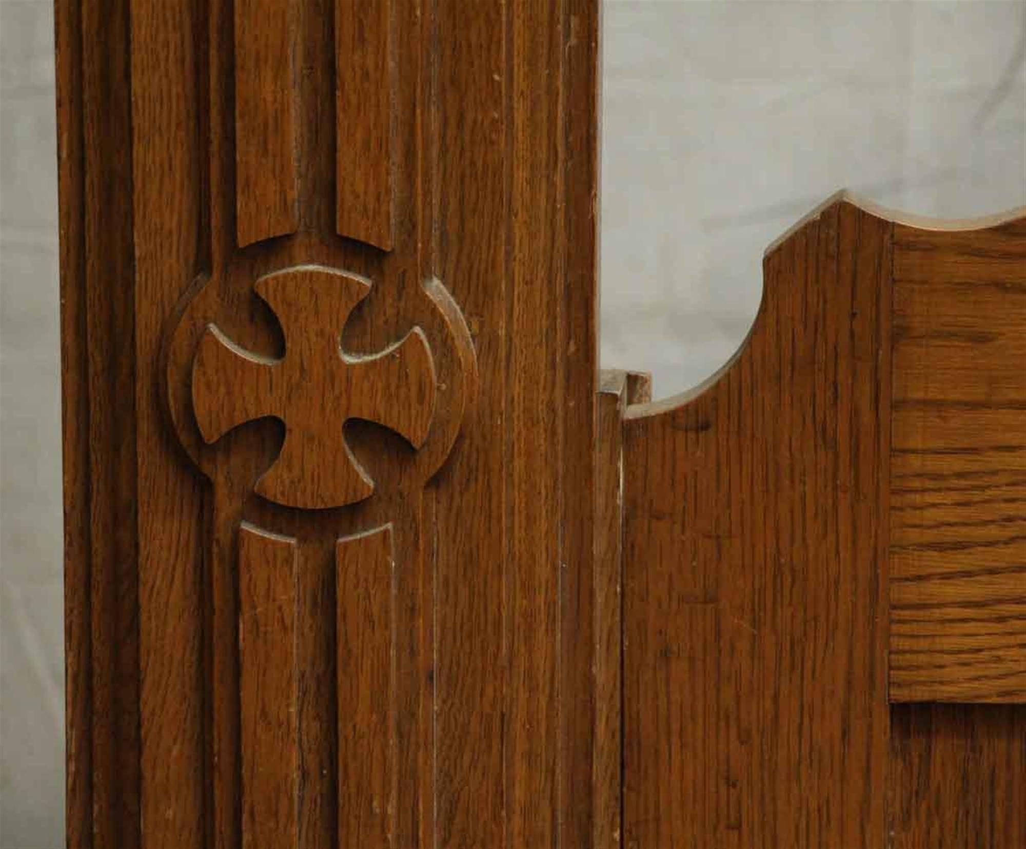 American 1940s Large Oak Confessional Door with PAX Monogram
