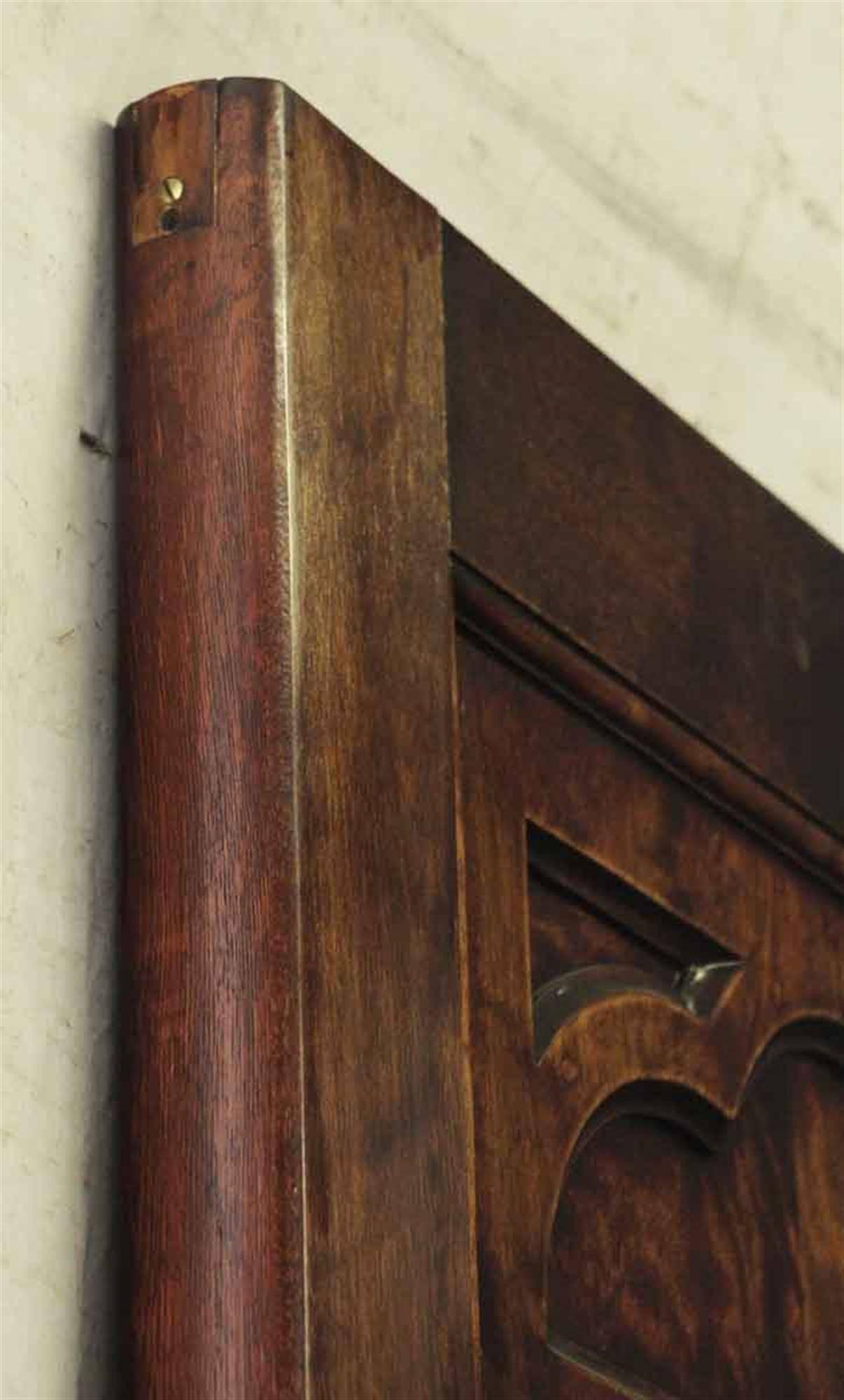 1910s Clover Burled Walnut and Beveled Glass Doors, Original Ornate Push Plates 1