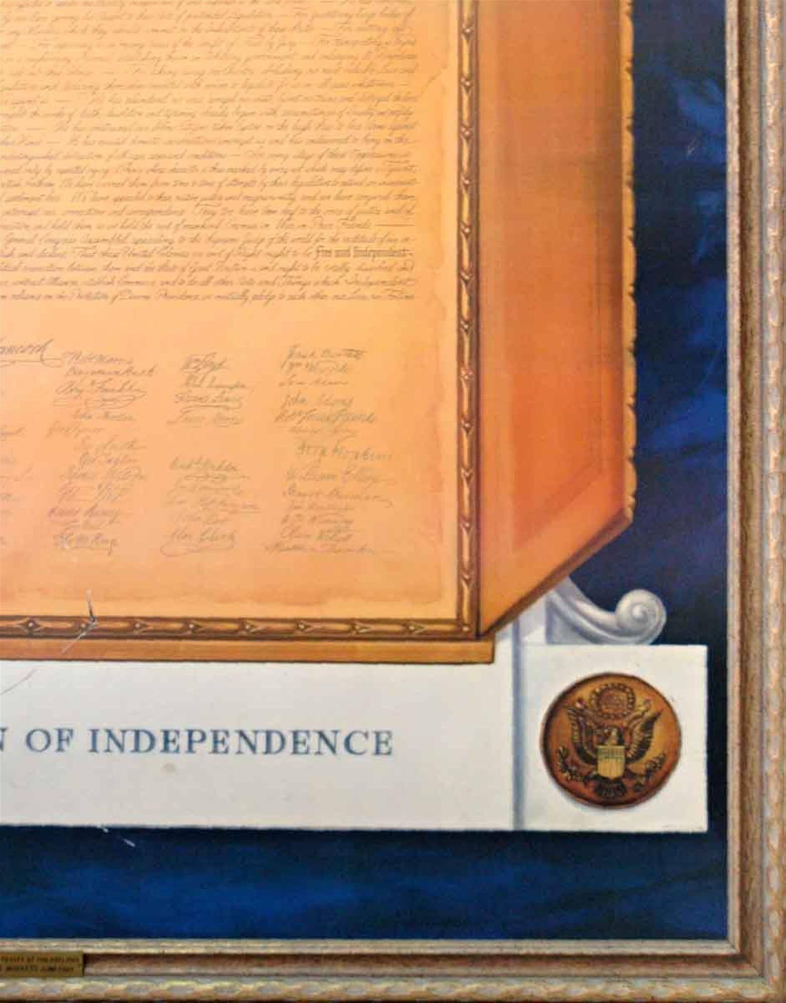 Mid-20th Century 1961 Commemorative Declaration of Independence Lithograph