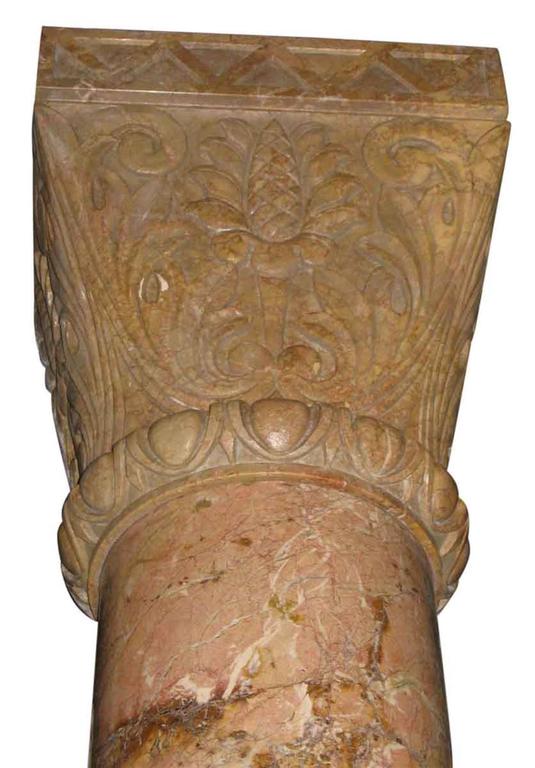 Decorative Pair Of Carved Marble Half Columns From A New York Area