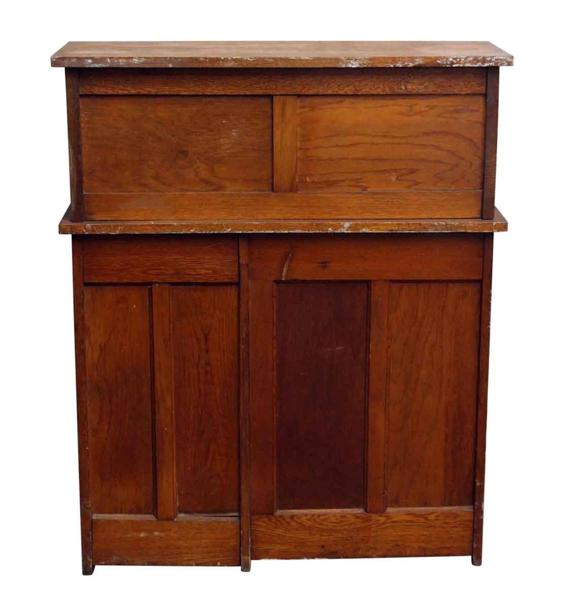 1920s Solid Oak Roll Top Desk with Recessed Panels and Five Drawers In Excellent Condition In New York, NY