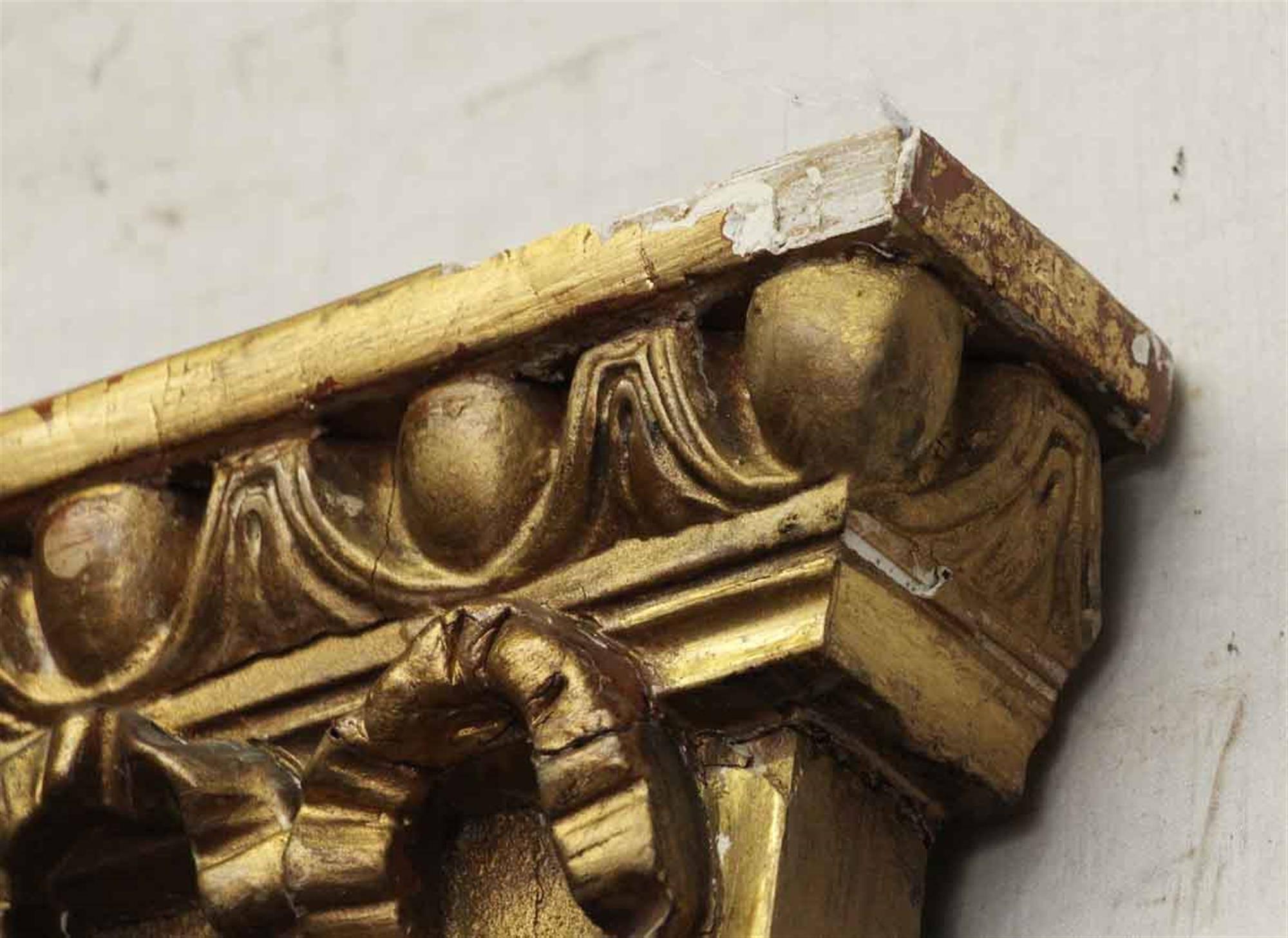 1880s Antique Tall Gilded French Mantle Mirror with Beaded Floral Swag Detail 4