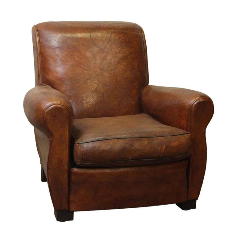 1980s French Vintage Pair of Leather Vintage Club Chairs ...