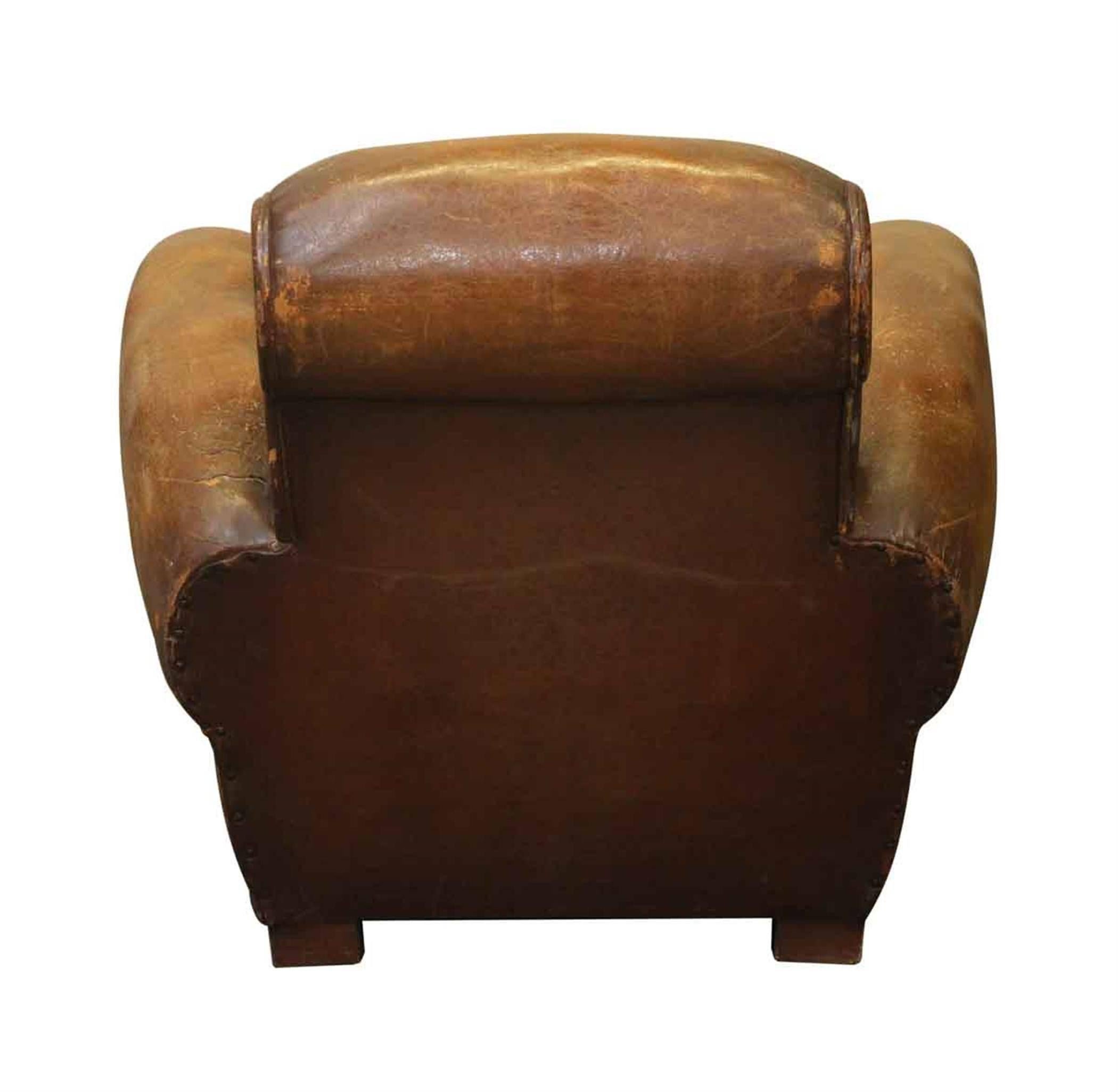 Late 20th Century 1970s French Vintage Brown Leather Club Chair